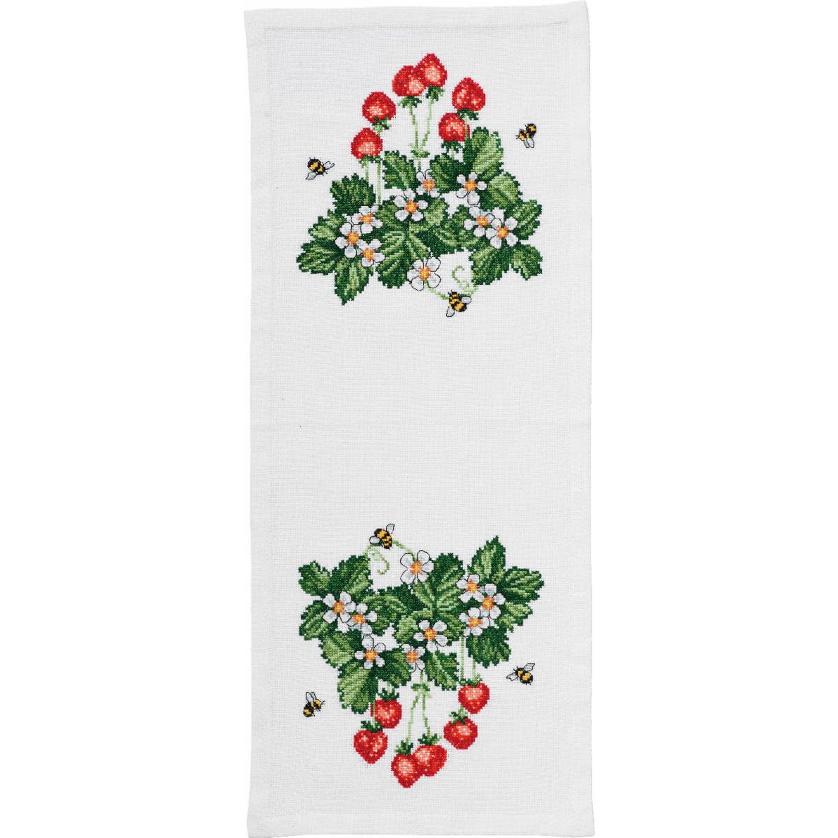 Permin Kreativset Permin Tischläufer Kreuzstich Stickpackung "Tischläufer Erdbeere", ..., (embroidery kit by Marussia)