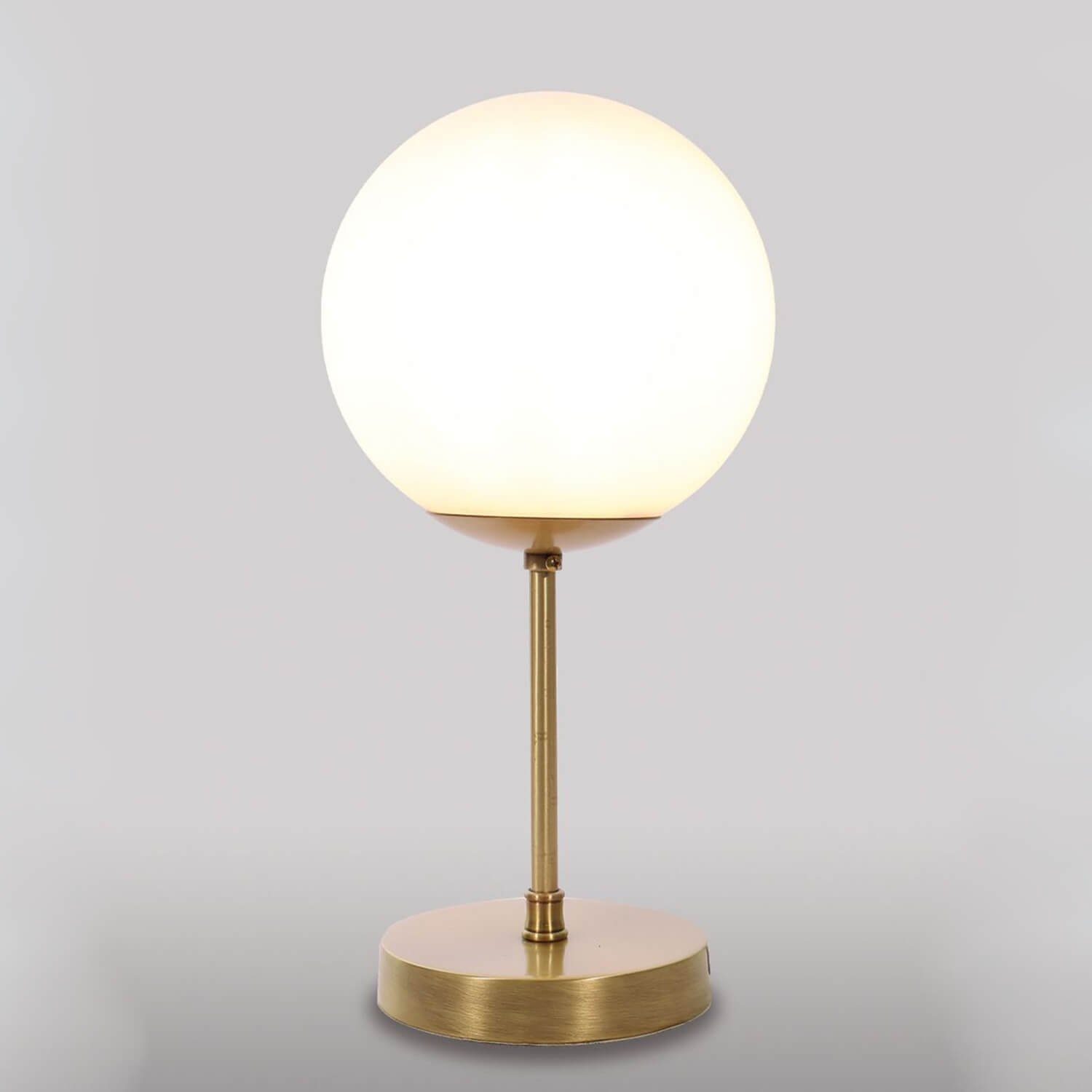 Bronze Tischlampe Nachttischlampe MUSA, Leuchtmittel, Messing Weiß hell ohne Handarbeit in Glasschirm Vintage Licht-Erlebnisse