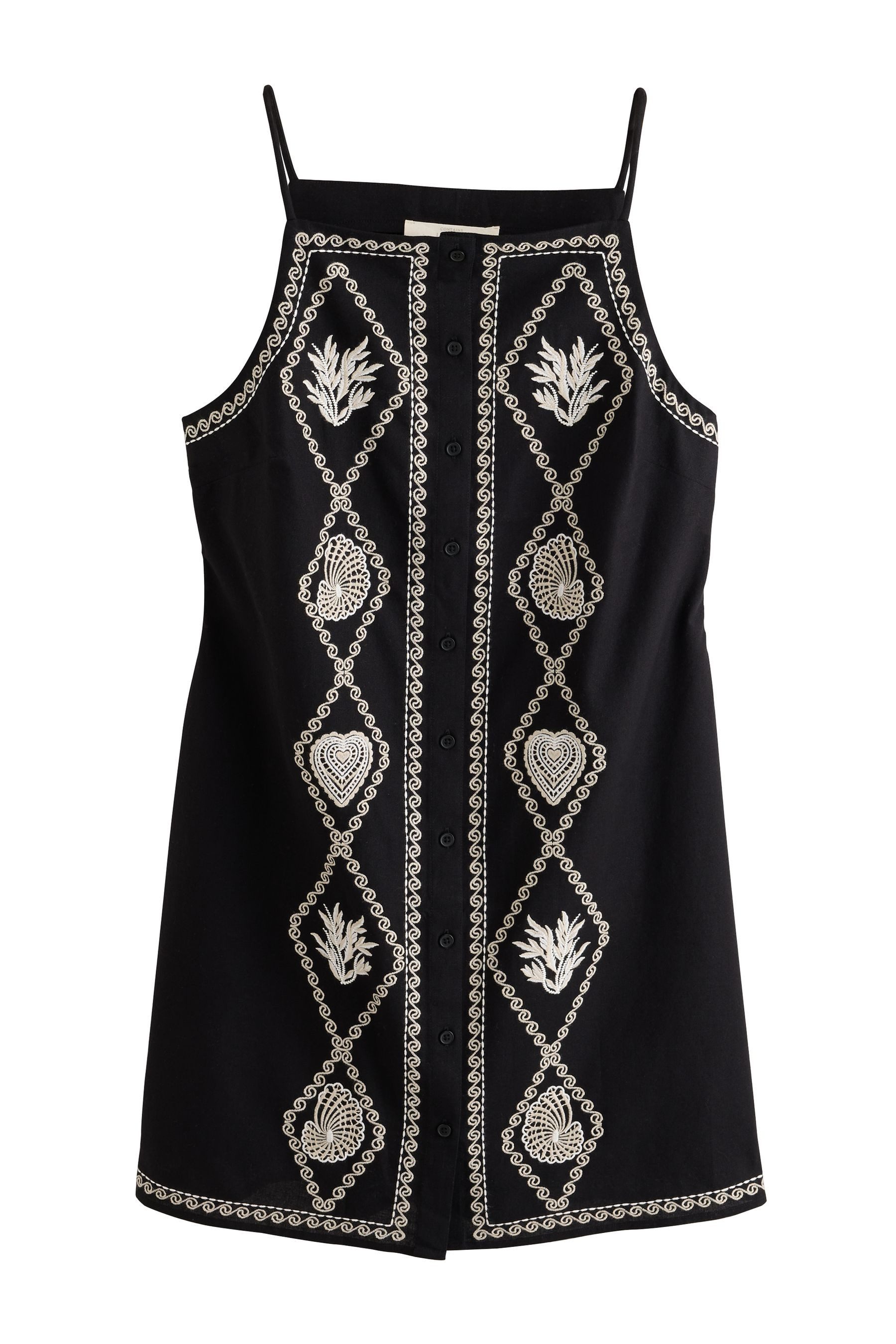 Next Minikleid Mini-Etuikleid mit Leinen und Stickerei (1-tlg)