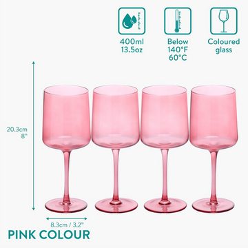 Navaris Weinglas rosa getönte Weingläser 4er-Set - Farbige Weingläser mit Stiel, Glas