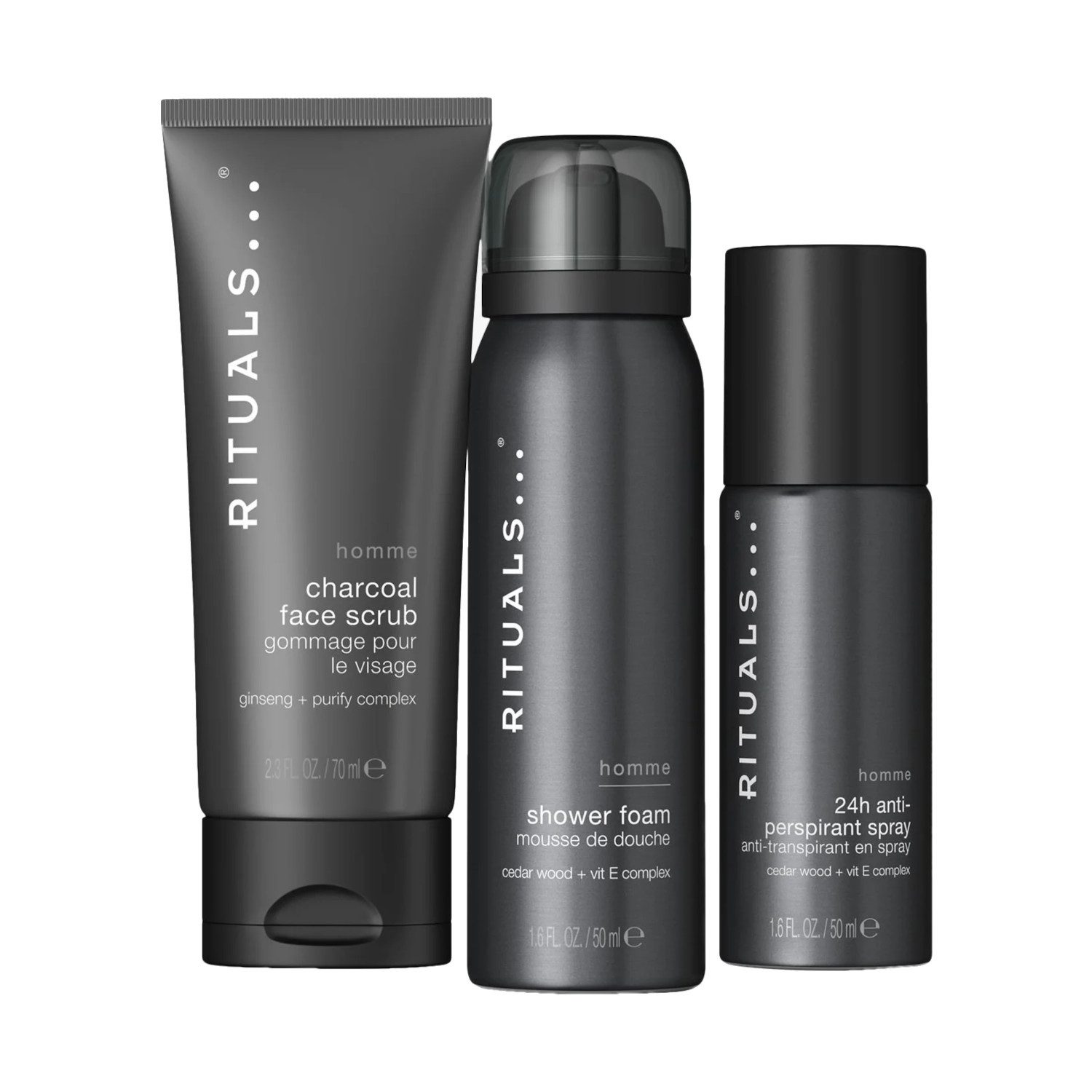 Rituals Pflege-Geschenkset Rituals Homme Collection Trial Set, 3-tlg., Pflegeset mit Showergel, Rasurpflege & Duft – ideal zum Testen