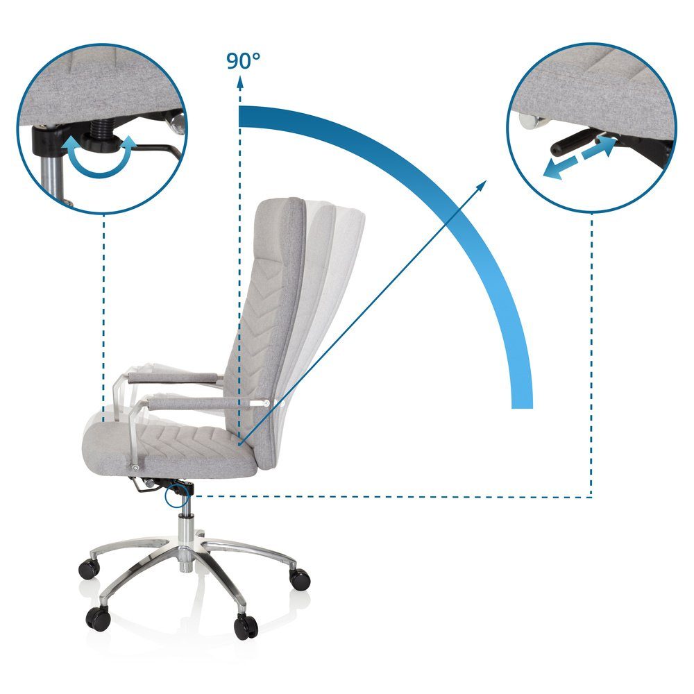 SARANTO Drehstuhl OFFICE St), (1 ergonomisch PLUS Office hjh Hellgrau Stoff Home Bürostuhl Schreibtischstuhl