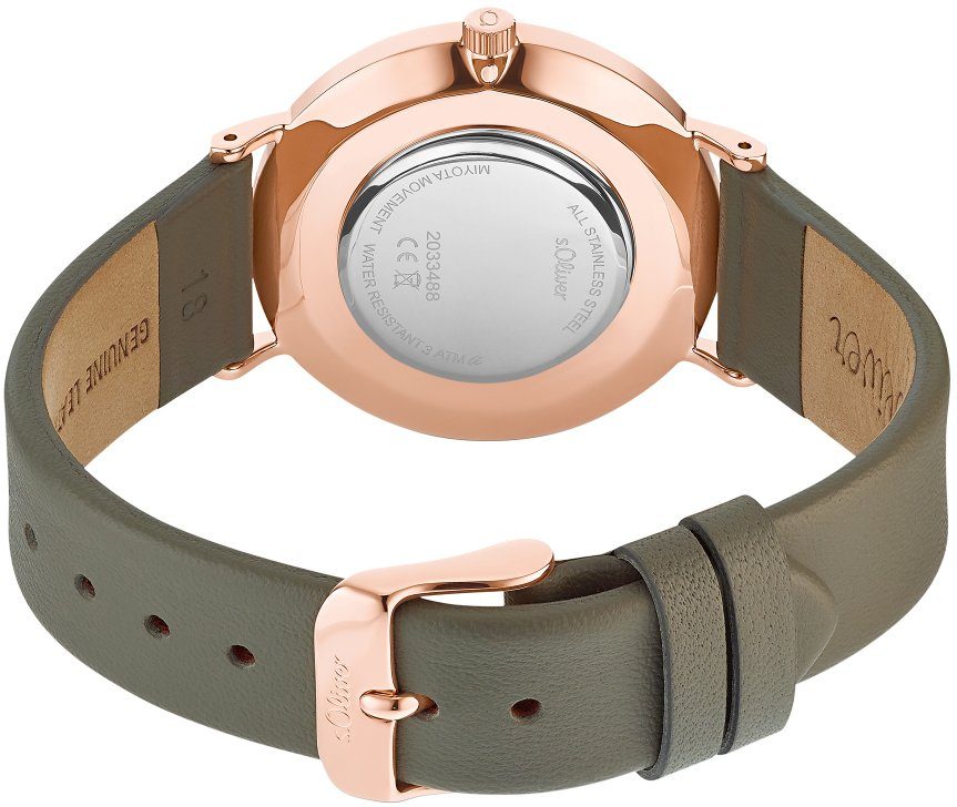 s.Oliver Quarzuhr 2033488, Armbanduhr, Damenuhr, analog, Lederarmband günstig online kaufen