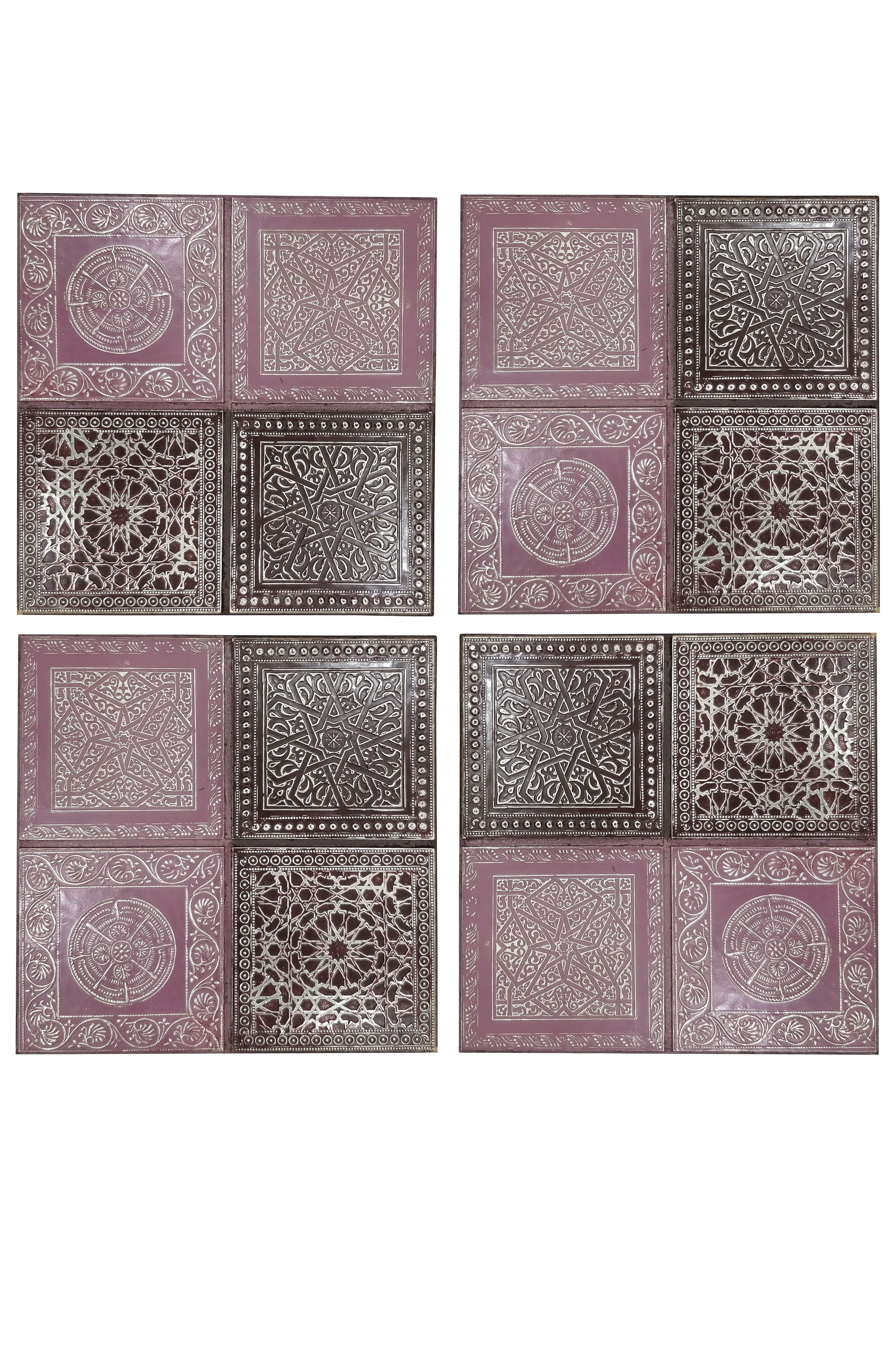 Marrakesch Orient & Mediterran Interior Wanddekoobjekt 4er Set Orientalisches Wandbild Sahra aus Holz in Schwarz-Lila 30 cm (4 St), Handarbeit