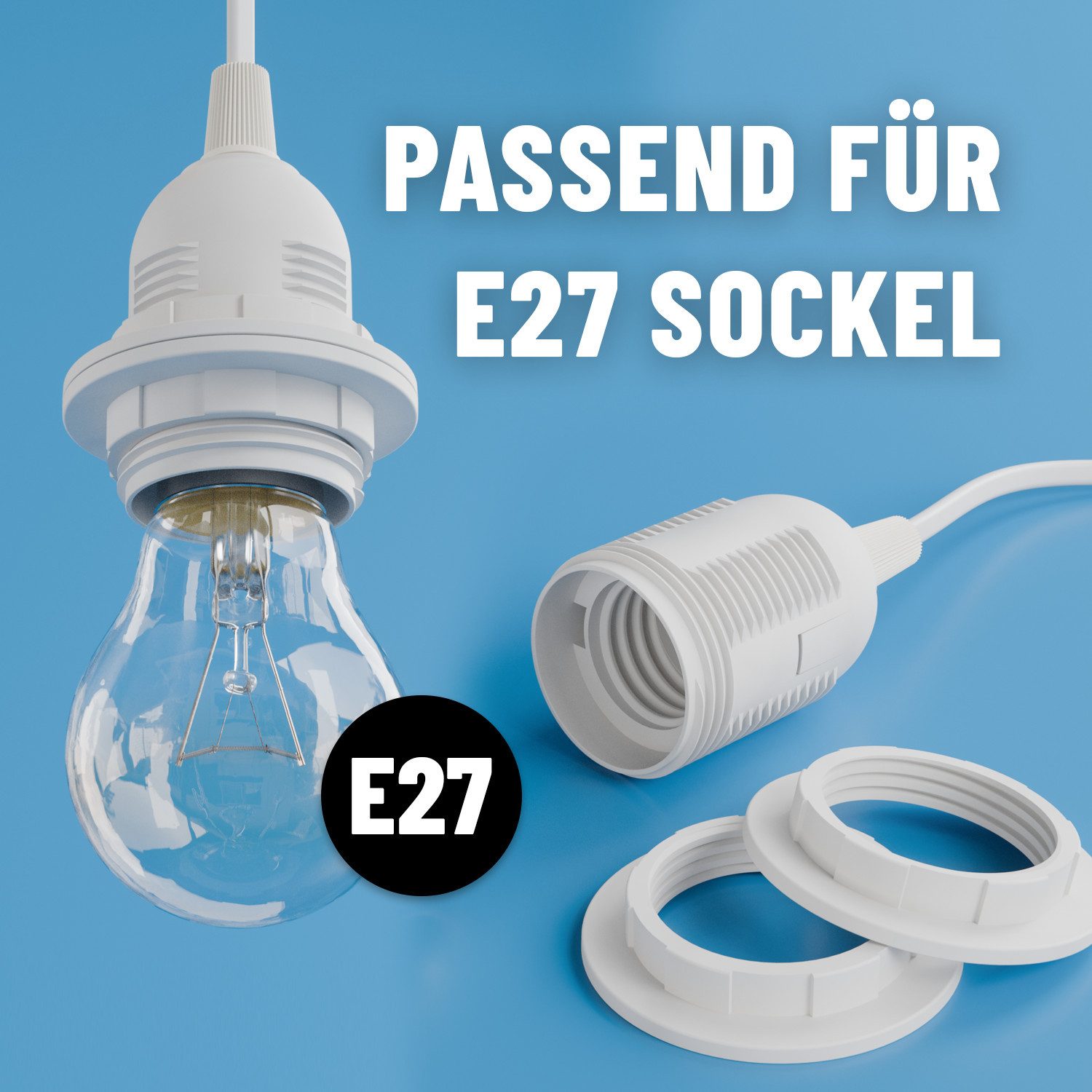 greate. Lampenfassung 1x Lampenfassung E27, mit Stecker Kabel & Schalter, 5 m, max. 60W 250V