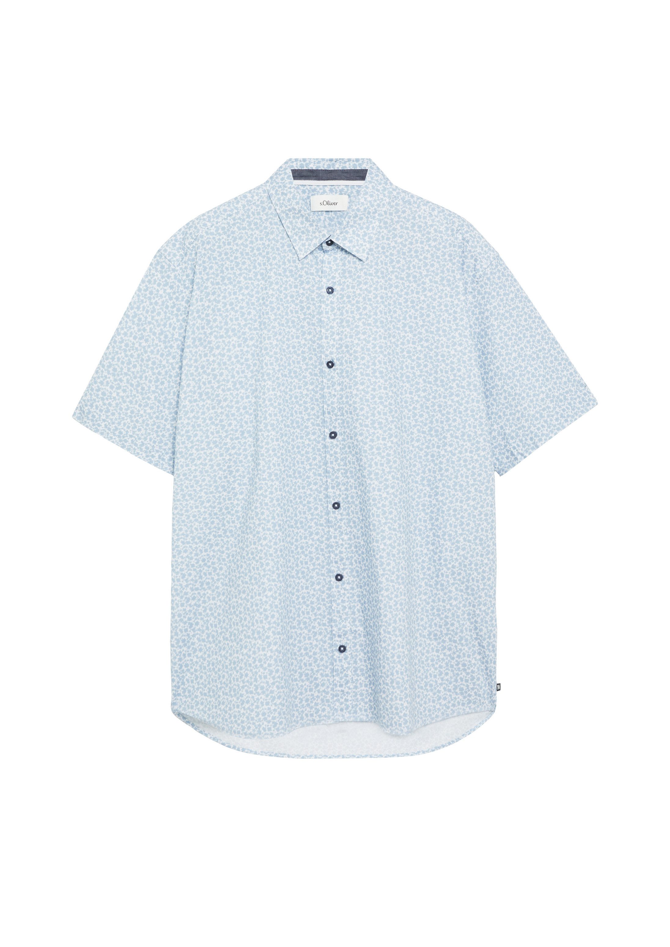 s.Oliver Kurzarmhemd Hemd Regular Fit: Elastisches Kurzarmhemd mit All-over-Print