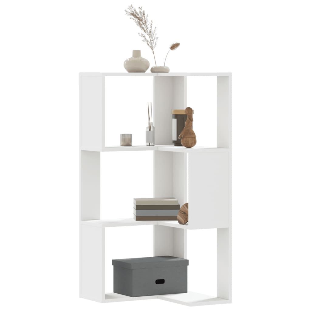 vidaXL Bücherregal Eck-Bücherregal 3 Böden Weiß 50x50x102 cm Holzwerkstoff, 1-tlg. – Bild 2 von 5