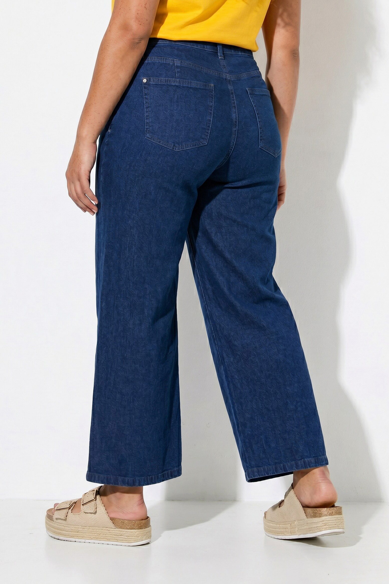 Angel of Style Regular-fit-Jeans Jeans-Culotte weites Bein Blumen-Motiv 5-Pocket