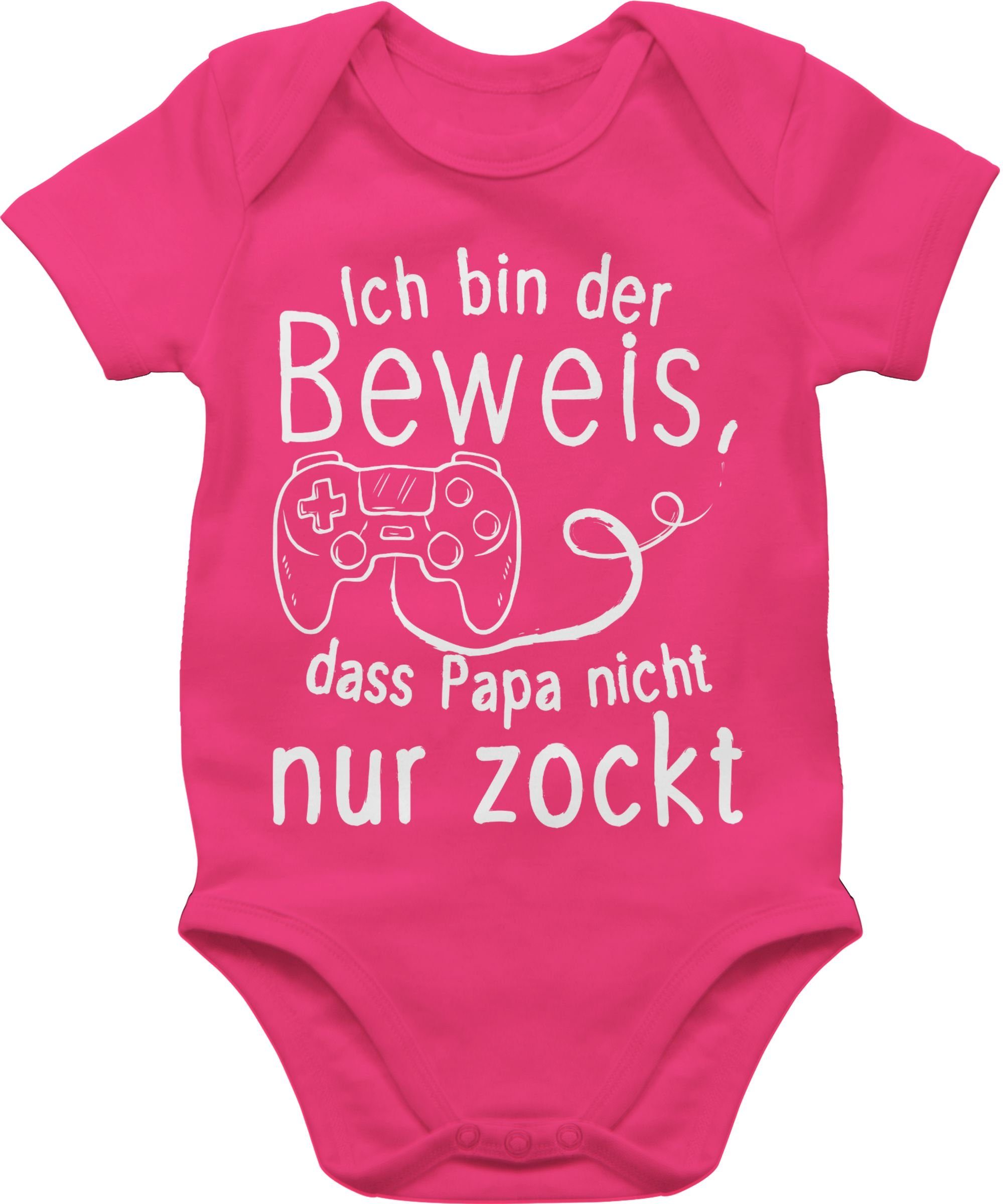 Shirtracer Shirtbody Ich bin der Beweis, dass Papa nicht nur zockt weiß Geschenk Vatertag Baby 2 Fuchsia