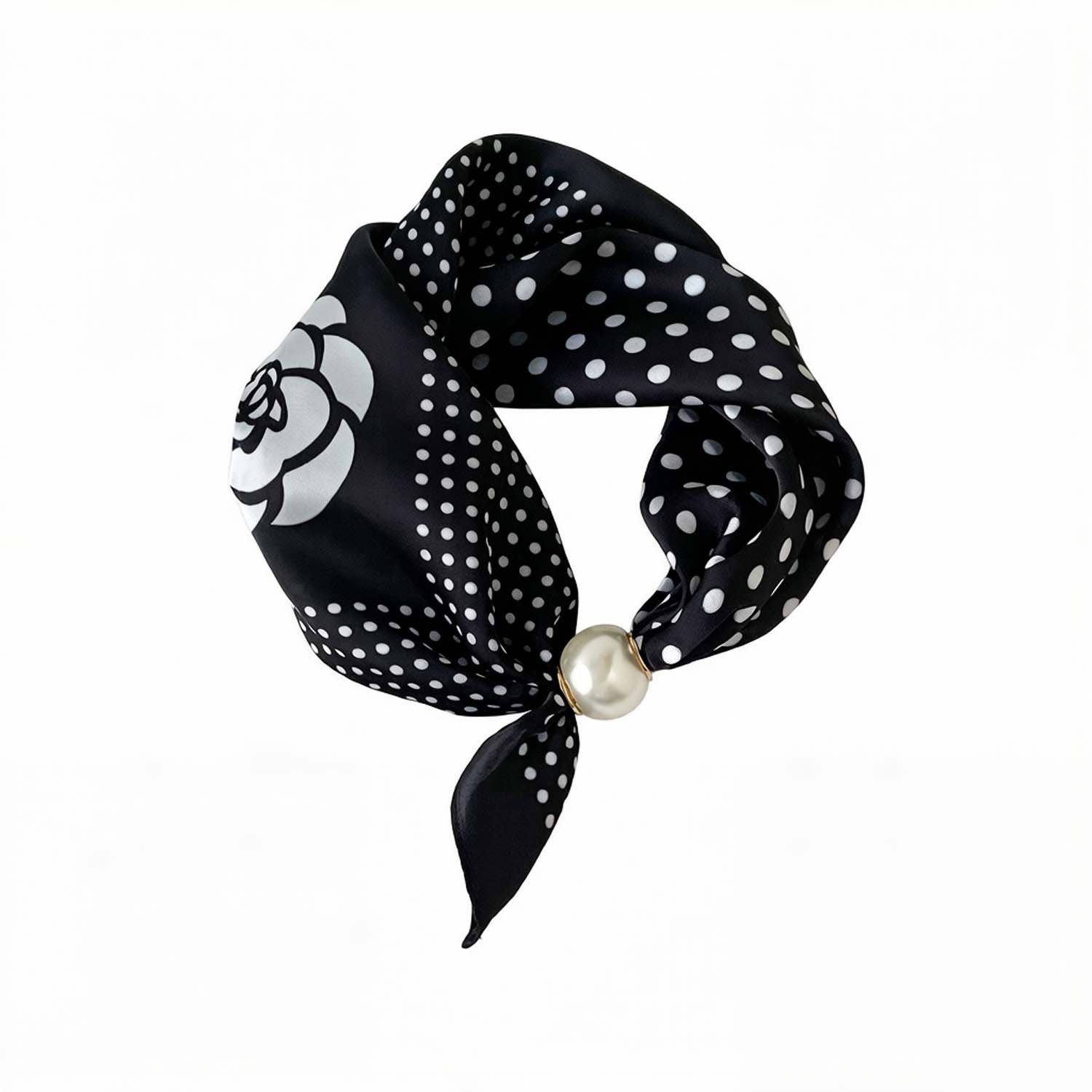Bwecuy Modetuch Perlen Schal mit Magnetverschluss,Satin Seidenschal