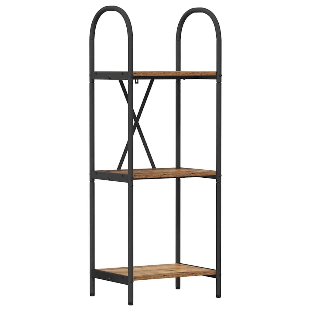 furnicato Bücherregal 40 x 30 x 109 cm Altholz, Stabiles Standregal mit 3 Ebenen und schwarzem Stahlrahmen für Büro
