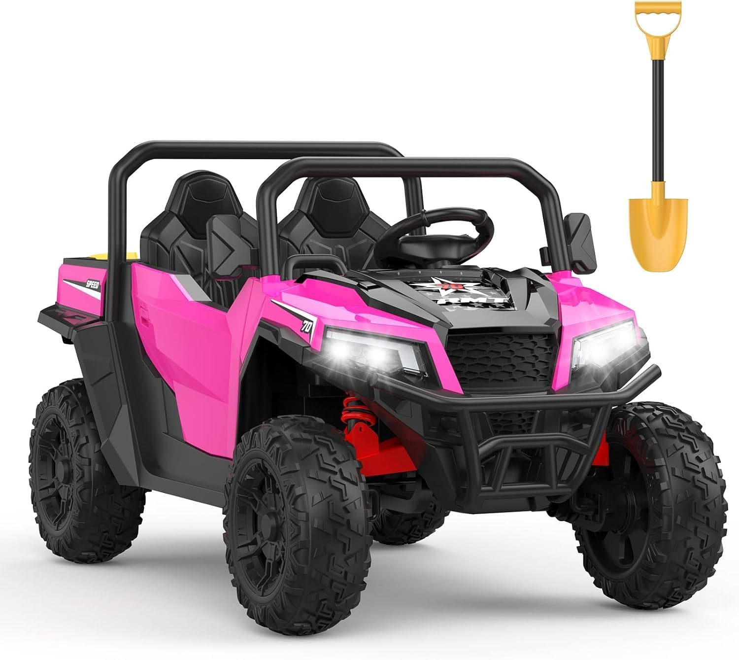 GarveeMore Elektro-Kinderquad 24V Kinder Elektroauto UTV/Quad 2-Sitzer, 4x4 Allrad, 4x550W Motor, Belastbarkeit 50 kg, (1-tlg), Offroad Geländewagen, 2,4G Fernbedienung, Musik & LED, ab 3 Jahren