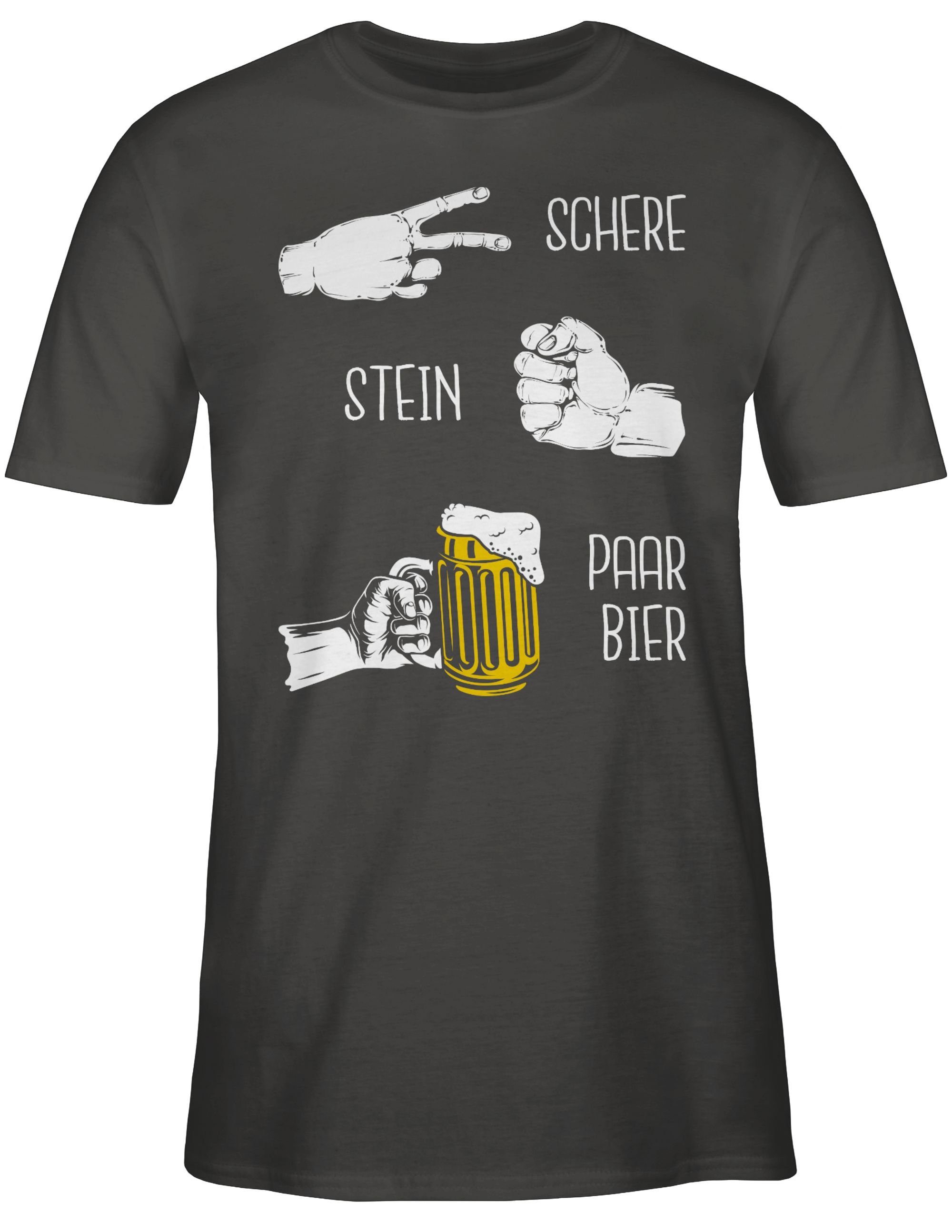 Shirtracer T-Shirt Biergeschenke Lustig Alkohol & - - - 02 Dunkelgrau Stein Schere Party Herren Bier Herrentag Hopfen Geschenk