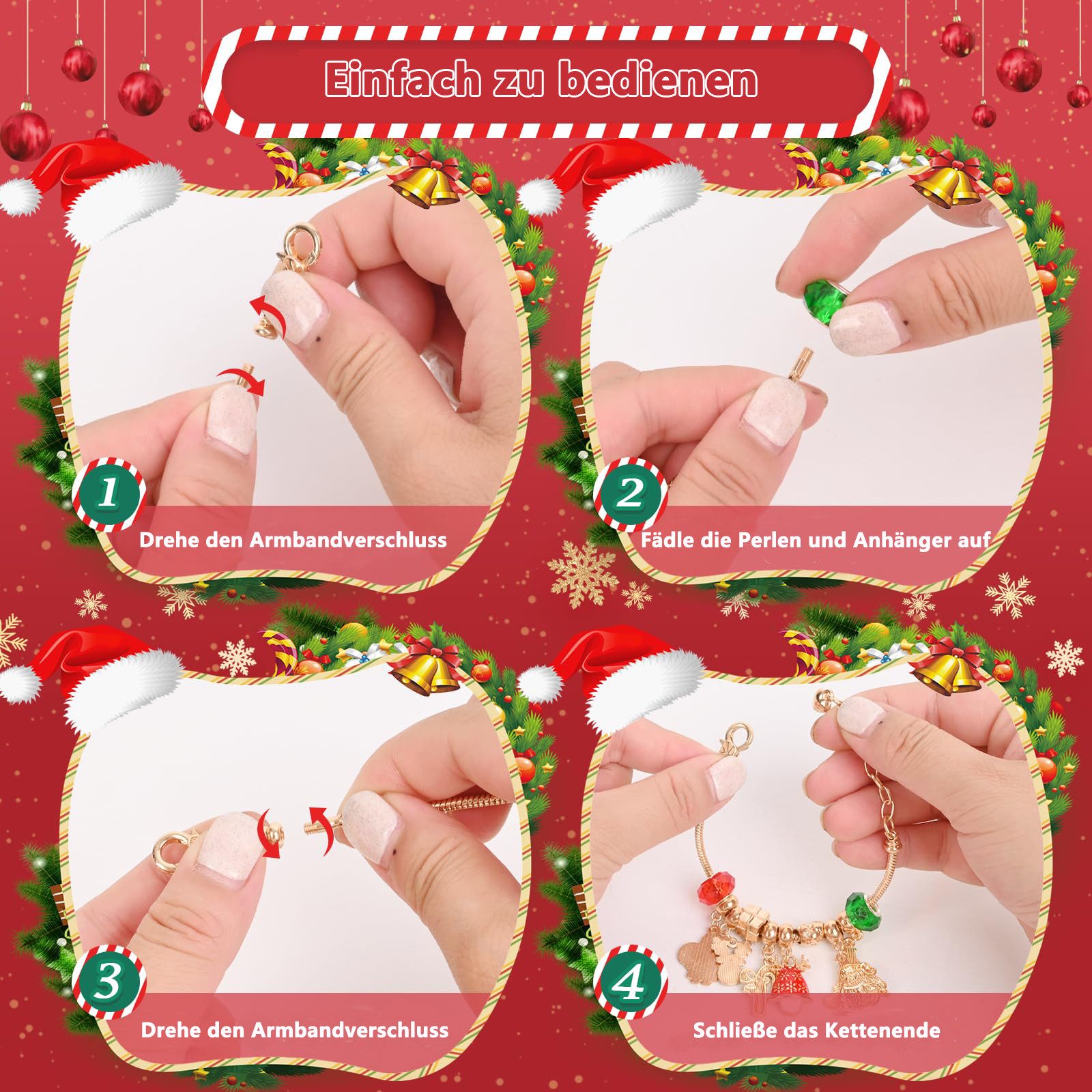CLTYQ Schmuck-Adventskalender Adventskalender Mädchen Schmuck 2026, Weihnachtskalender Geschenk, für Kinder Teenager Frauen, 24 Füllung Adventskalender Schmuck  – Bild 4 von 5