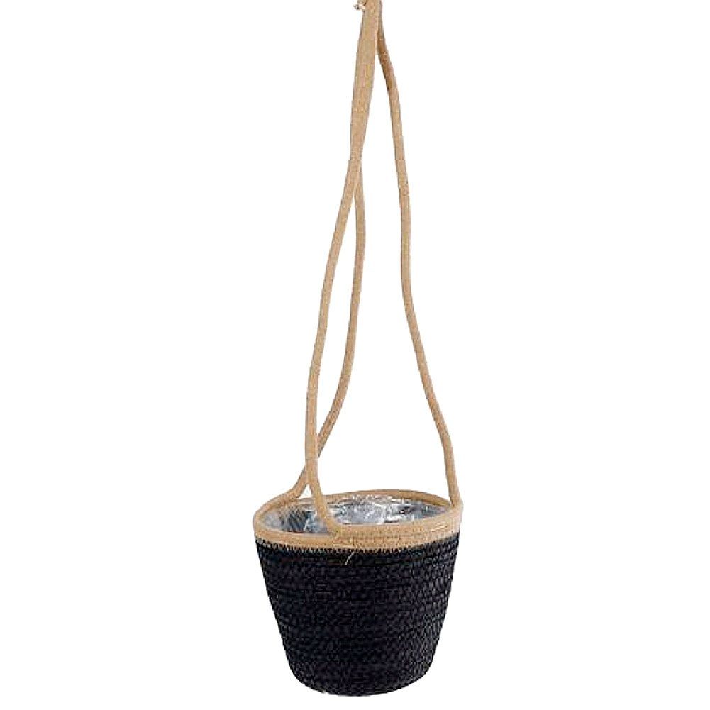 Macosa Home Blumenampel Blumenampel schwarz Geflecht 18 cm Hängeblumentopf Pflanztopf rund, Blumentopf Hängepflanztopf Hängeampel Pflanzhalter Pflanzgefäß