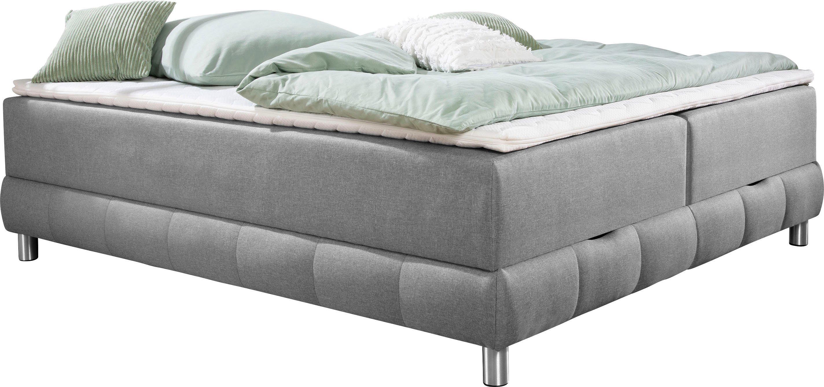 Home affaire Boxspringbett Vaasa, für Dachschrägen geeignet, inkl. Bettkasten und Topper