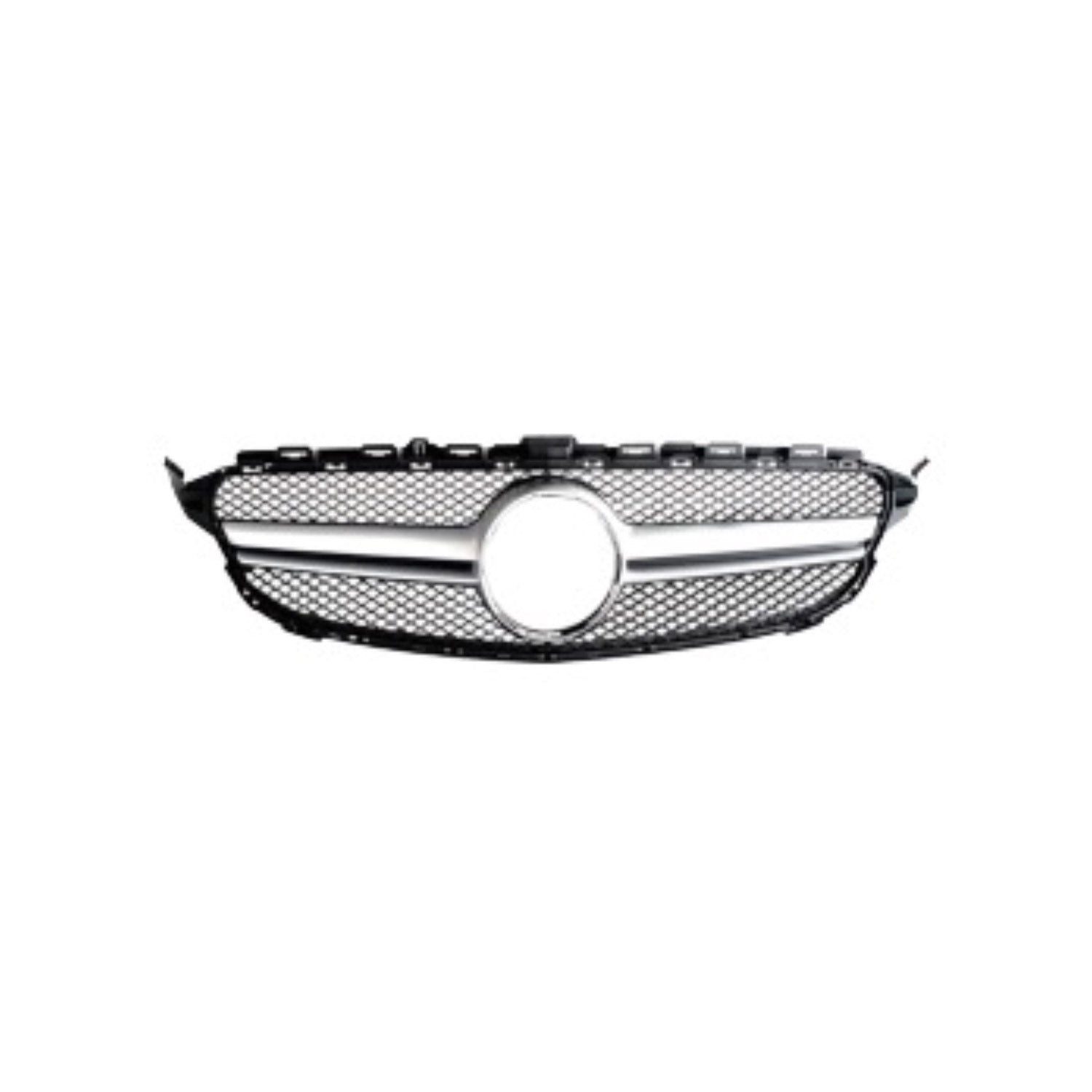OMAC Frontstoßstange 2015-2018 Mercedes C Klasse W205 AMG Kühlergrill Frontgrill Silber, 1-St.