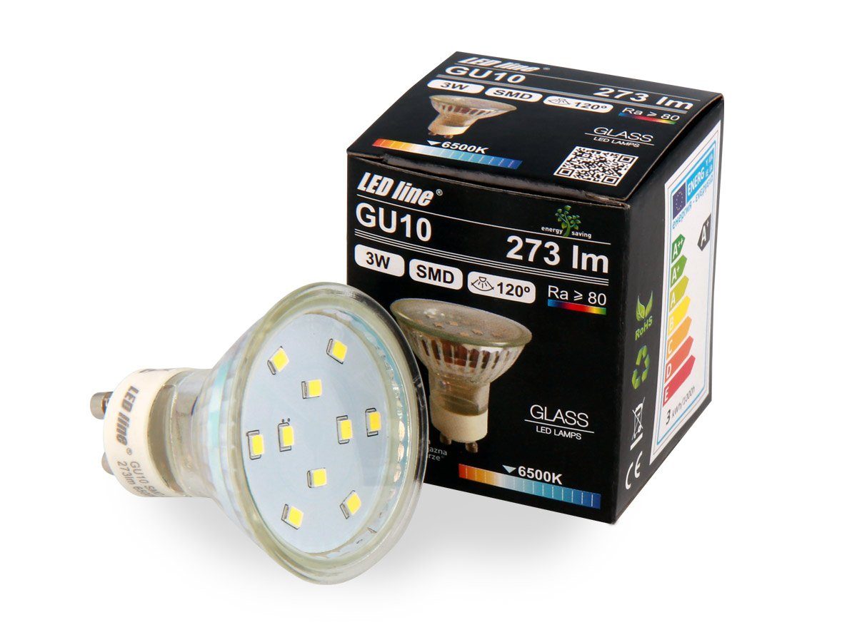 LED-Line LED-Leuchtmittel GU10 3W LED Leuchtmittel Kaltweiß 6500K 273, 1 St.