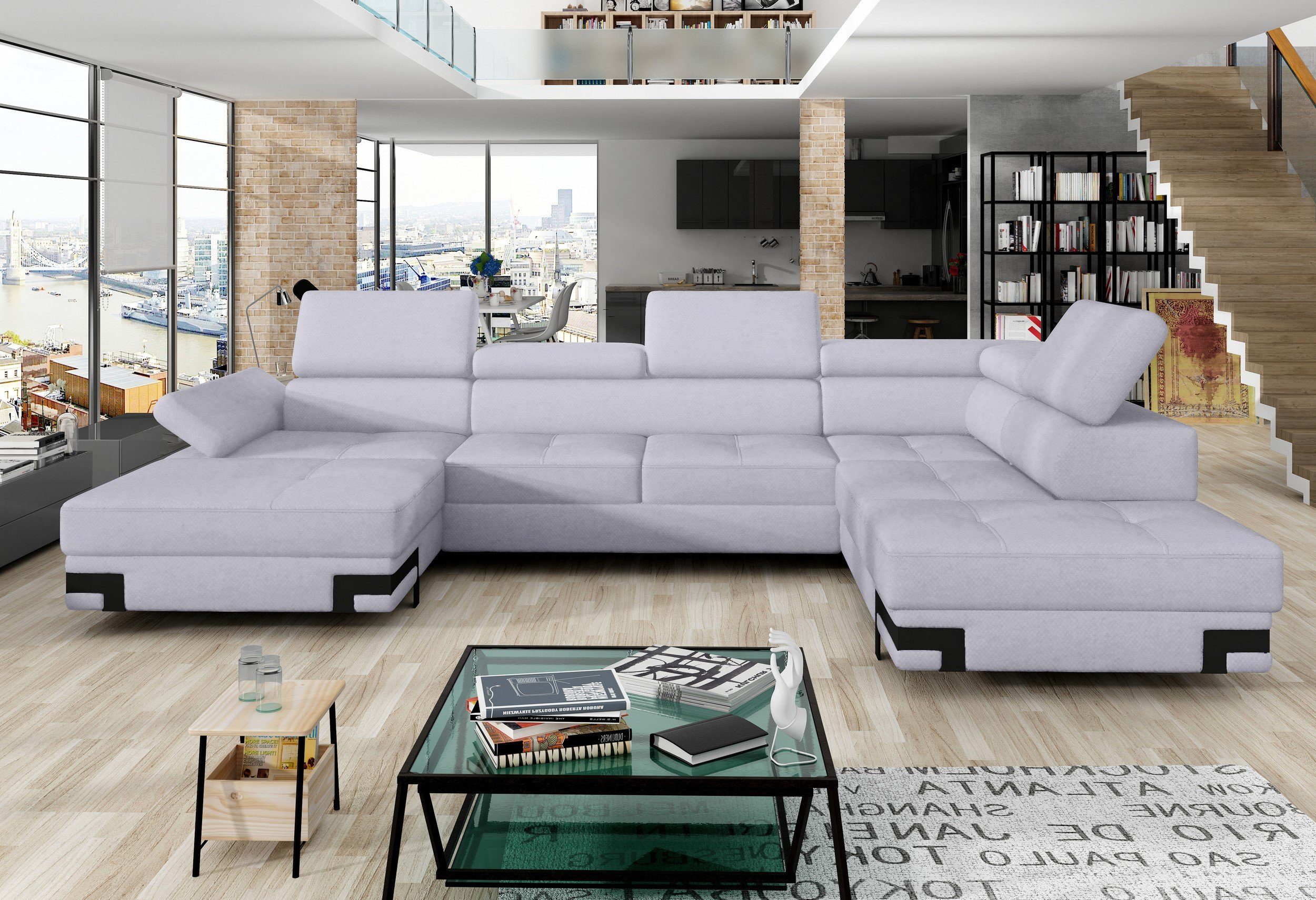 Wohnlandschaft Design XL, mane U-Form, links Sofa, rechts bestellbar, Modern oder mit Rio Stylefy Bettfunktion, Relaxfunktion,