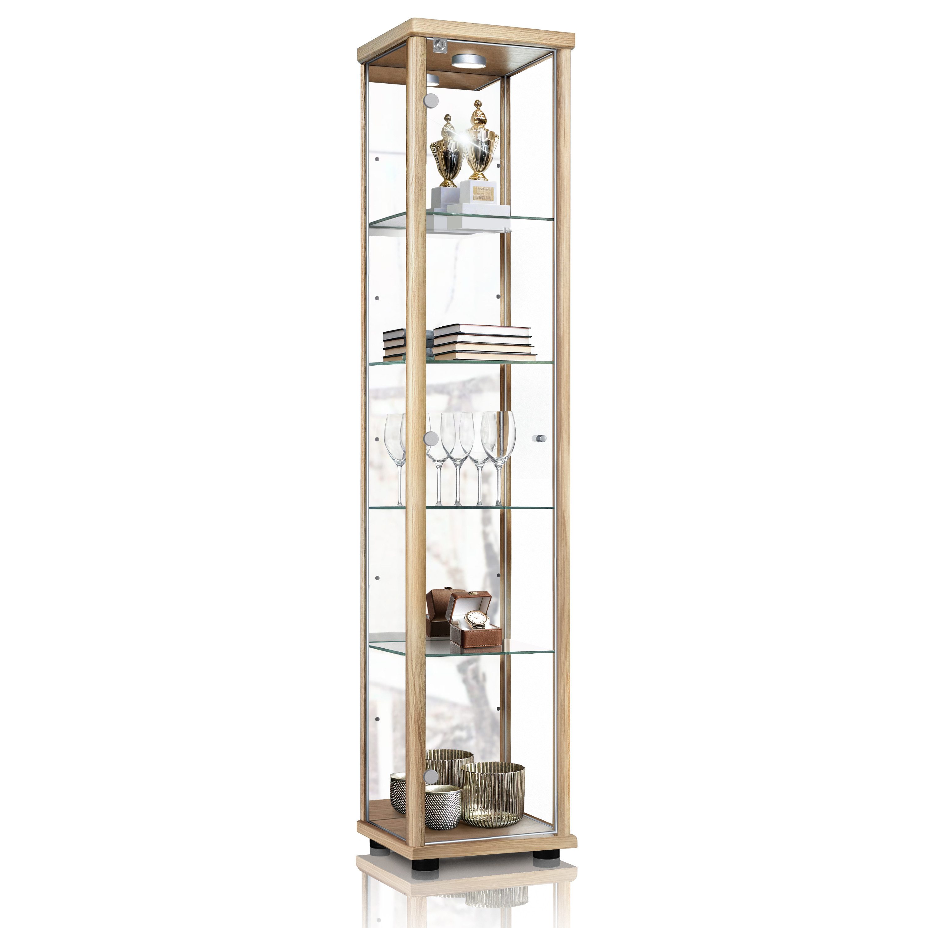 K-Möbel Glasvitrine C1083 (Glasvitrine (176x37x33 cm) günstig online kaufen
