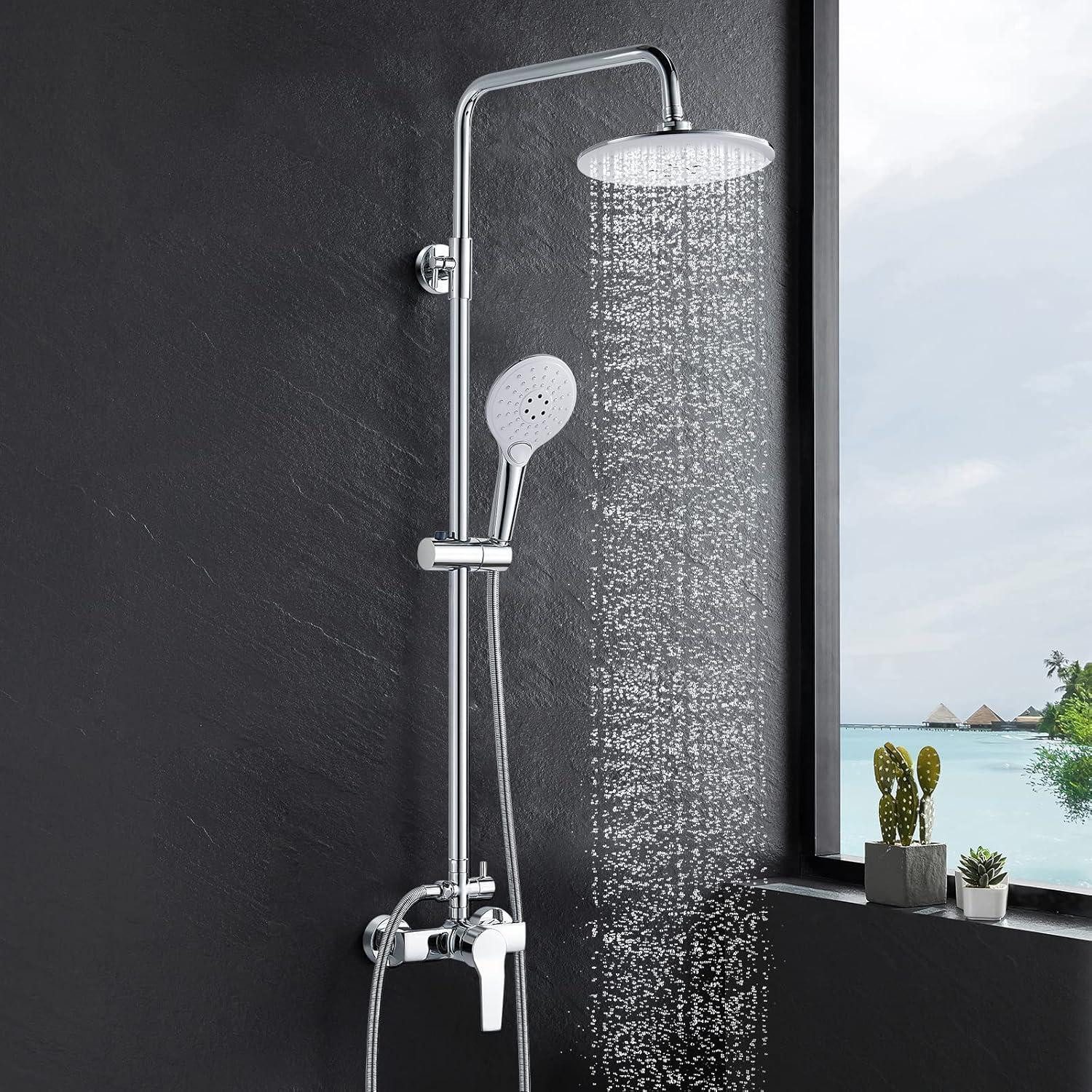 LuxusKollektion Duschsystem Duschsystem mit Einhebelmischer Regendusche 2 Strahlarten 8 Zoll