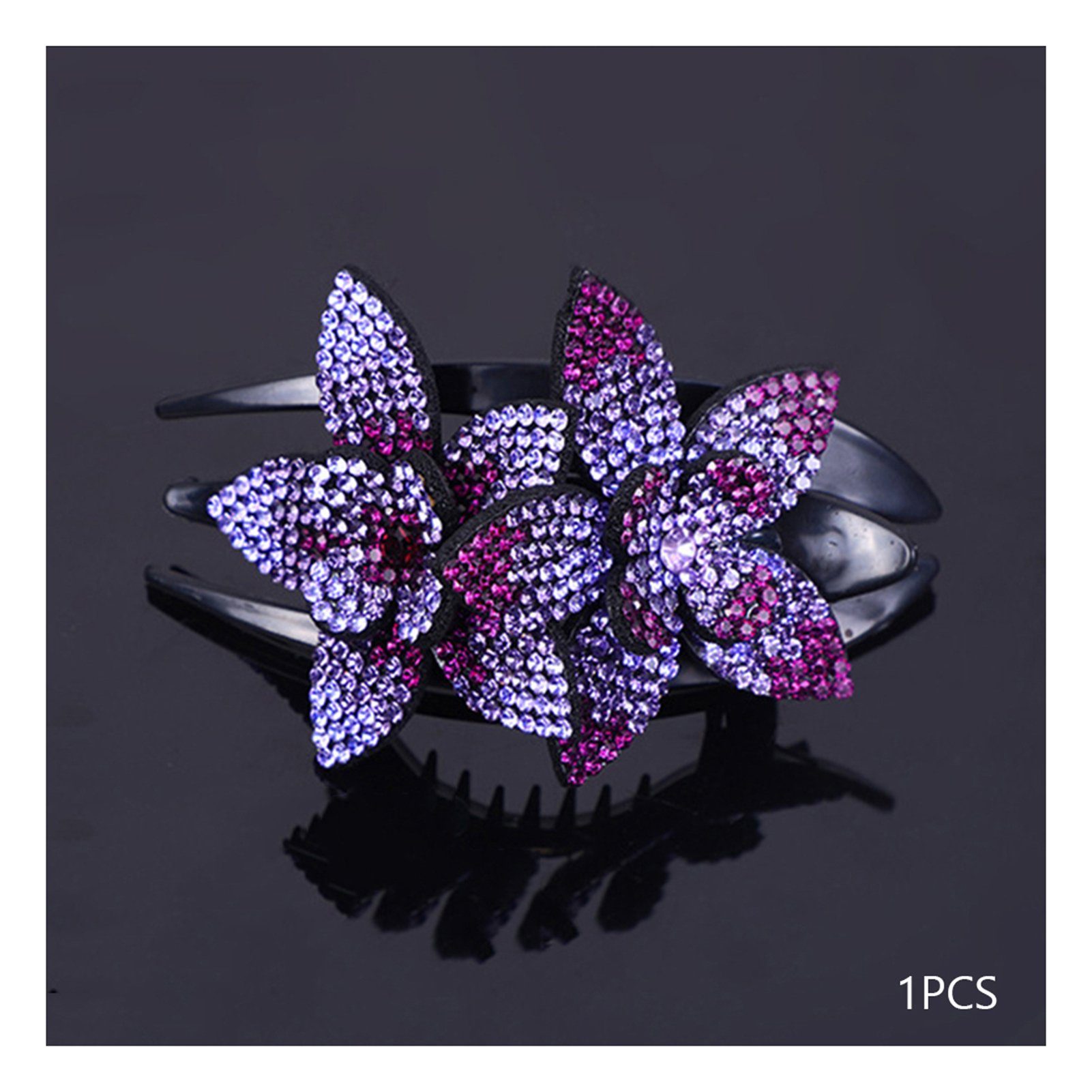 Mehrfarbig Strass-Haarspange Doppelter Stilvolle Diadem Blume, Mit Blusmart
