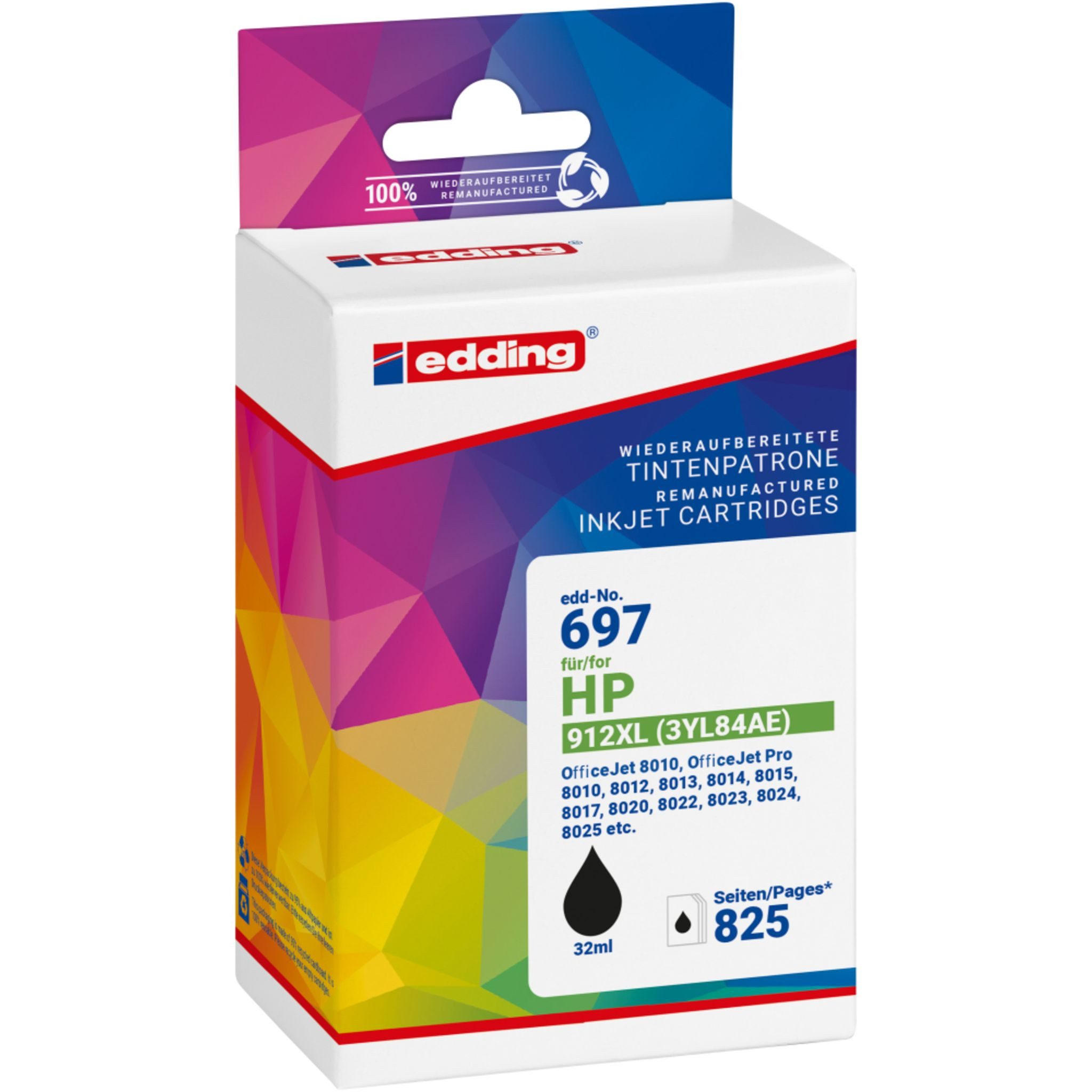 edding Tonerpatrone Tintenpatrone EDD-697 ersetzt HP 912XL (3YL84AE)