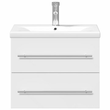 vidaXL Badezimmerspiegelschrank Waschbeckenunterschrank mit Einbaubecken Weiß