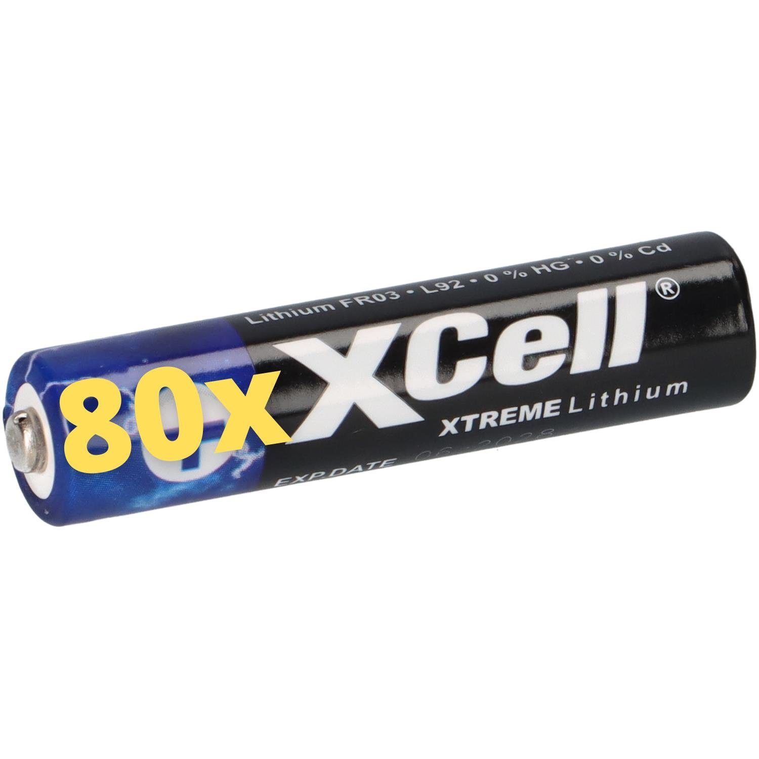 XCell 80x XTREME Lithium Batterie AAA Micro FR03 L92 XCell 20x 4er Blister  Batterie
