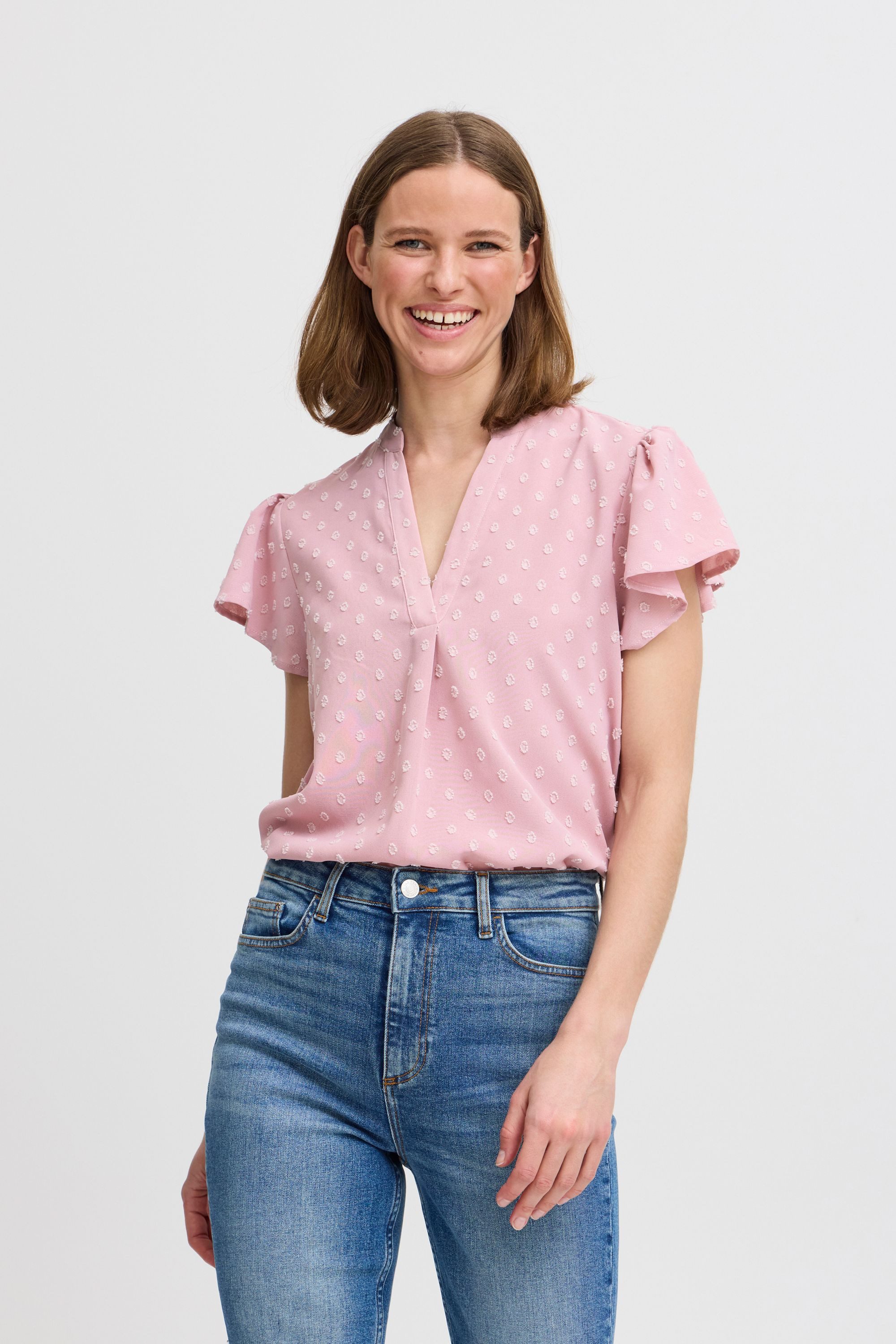 b.young Kurzarmbluse BYJELENA BLOUSE Moderne Bluse mit Flügelärmel