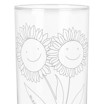Mr. & Mrs. Panda Glas 200 ml Blume Sonnenblume - Transparent - Geschenk, Wasserglas, Best f, Premium Glas, Einzigartige Gravur