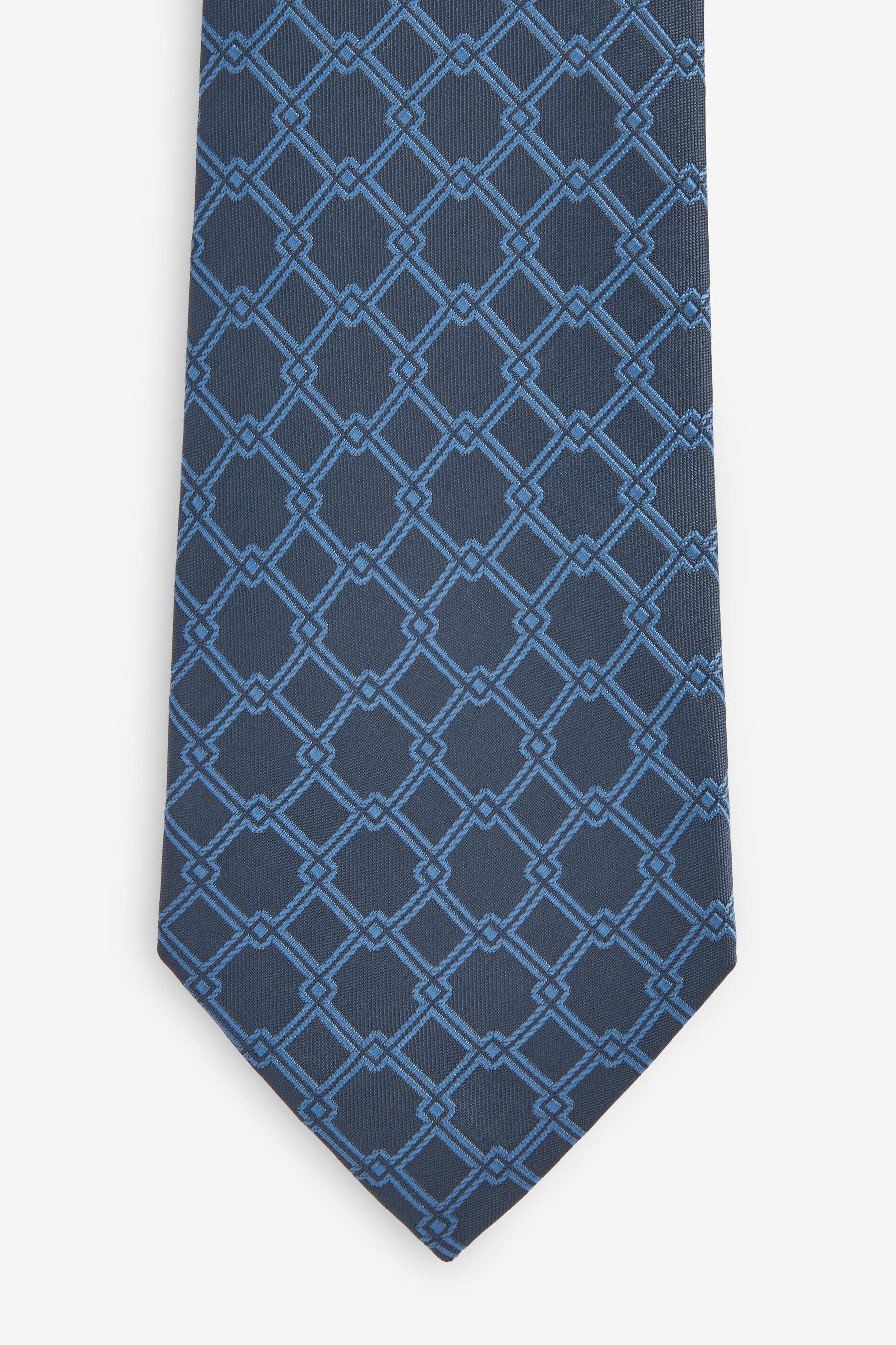 Krawatte Gemusterte (1-St) Krawatte Next Geometric Navy Blue