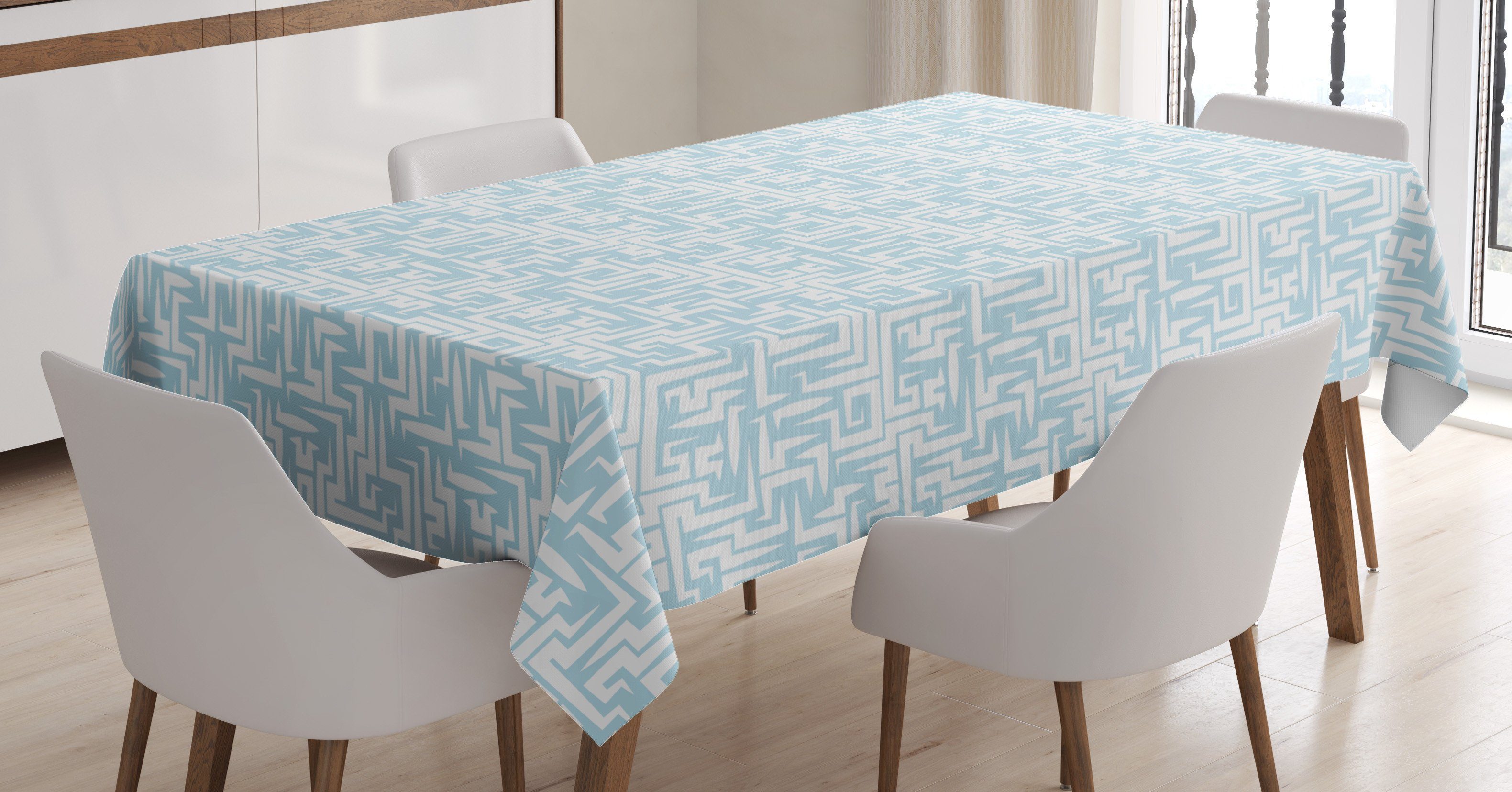 Abakuhaus Tischdecke Farbfest Waschbar Für den Außen Bereich geeignet Klare Farben, Baby blau Abstrakt Maze Art-Motiv
