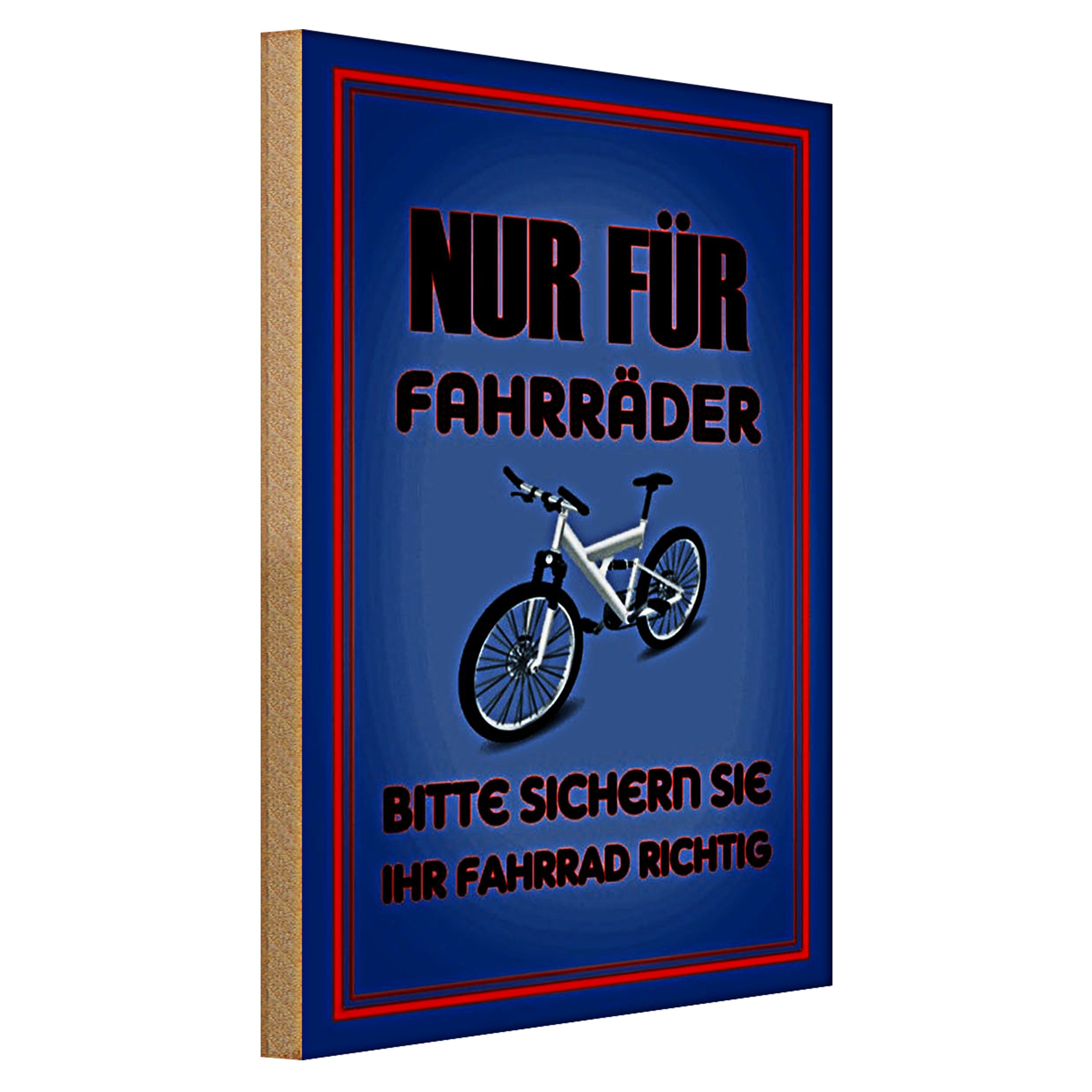 Roomando Holzbild Parken 30x40cm nur für Fahrräder sicher sie ihr