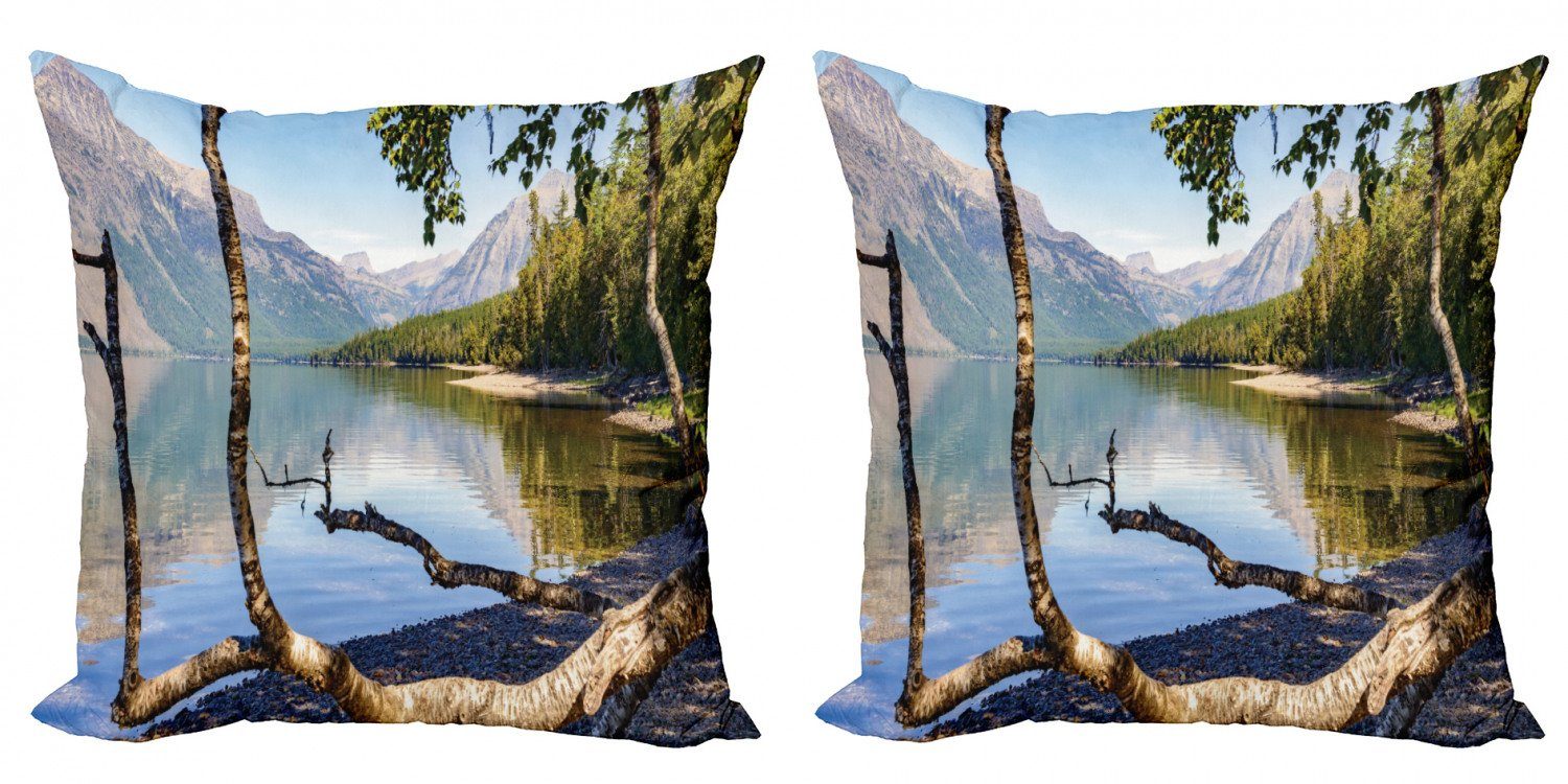 Kissenbezüge Modern Accent Doppelseitiger Digitaldruck, Abakuhaus (2 Stück), Glacier Nationalpark Mit Blick auf See