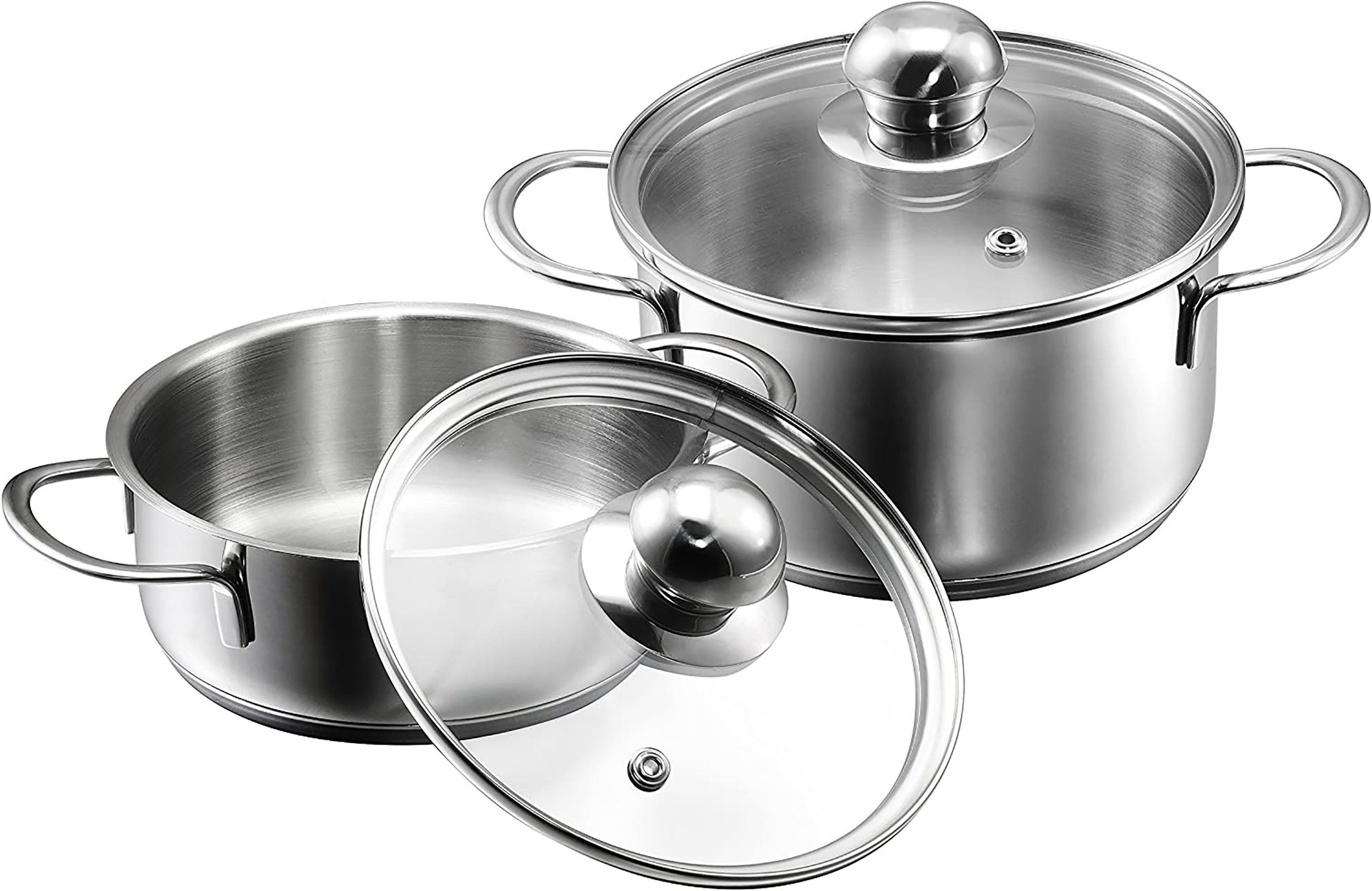 Kopf Topf-Set Parvus 2-teilig, Edelstahl (2-tlg), Kleine Töpfe, Kochtopfset, 14 + 14 cm, inkl. Deckel, Induktion