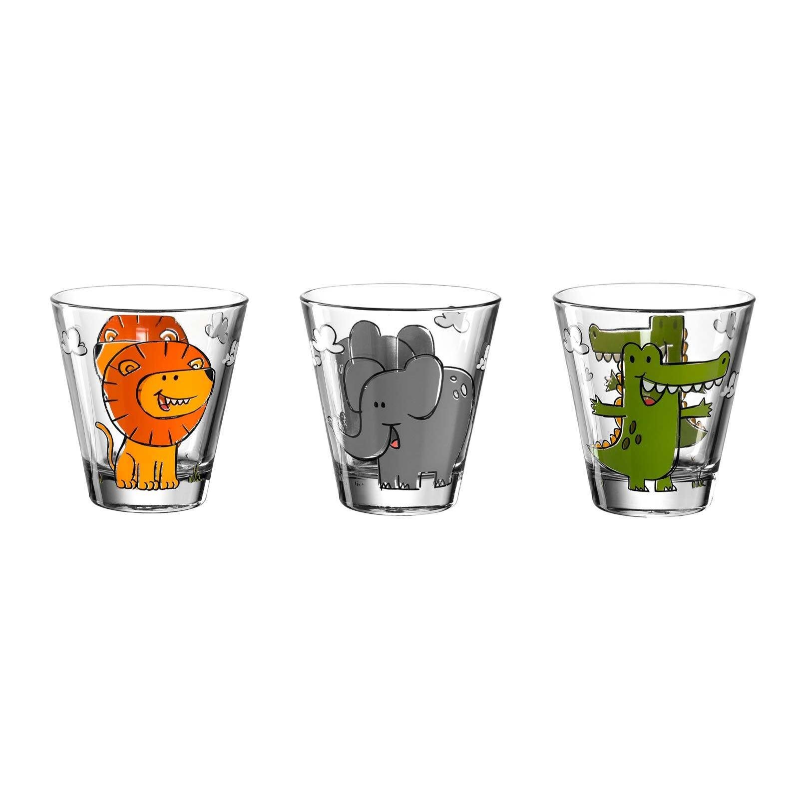 LEONARDO Kinderbecher Bambini Kinderbecher 215 ml 3er Set, Glas