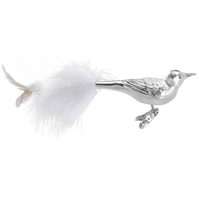 INGE-GLAS® Christbaumschmuck White Feathers 9,5cm Vogel (1-tlg), mundgeblasen, handbemalt