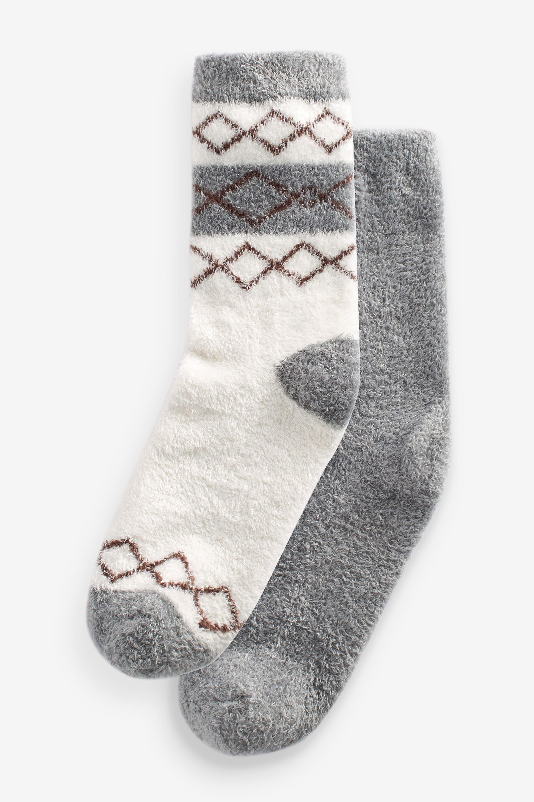 Next Haussocken Kuschelige (1-Paar) Grey/White 2er-Pack Socken