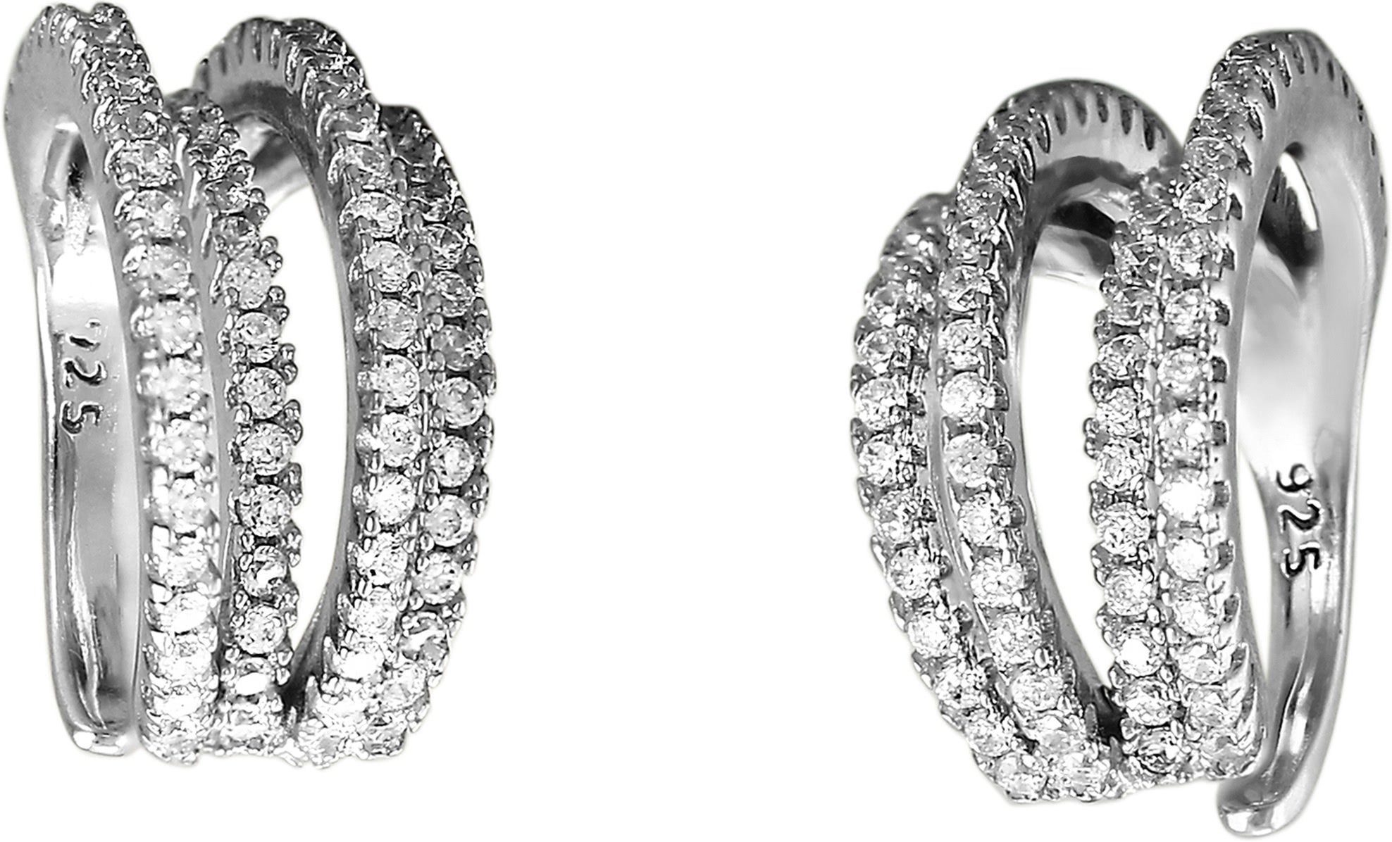 Paar Ohrklemmen SilberDream weiß Line Ear Cuff Ohrringe