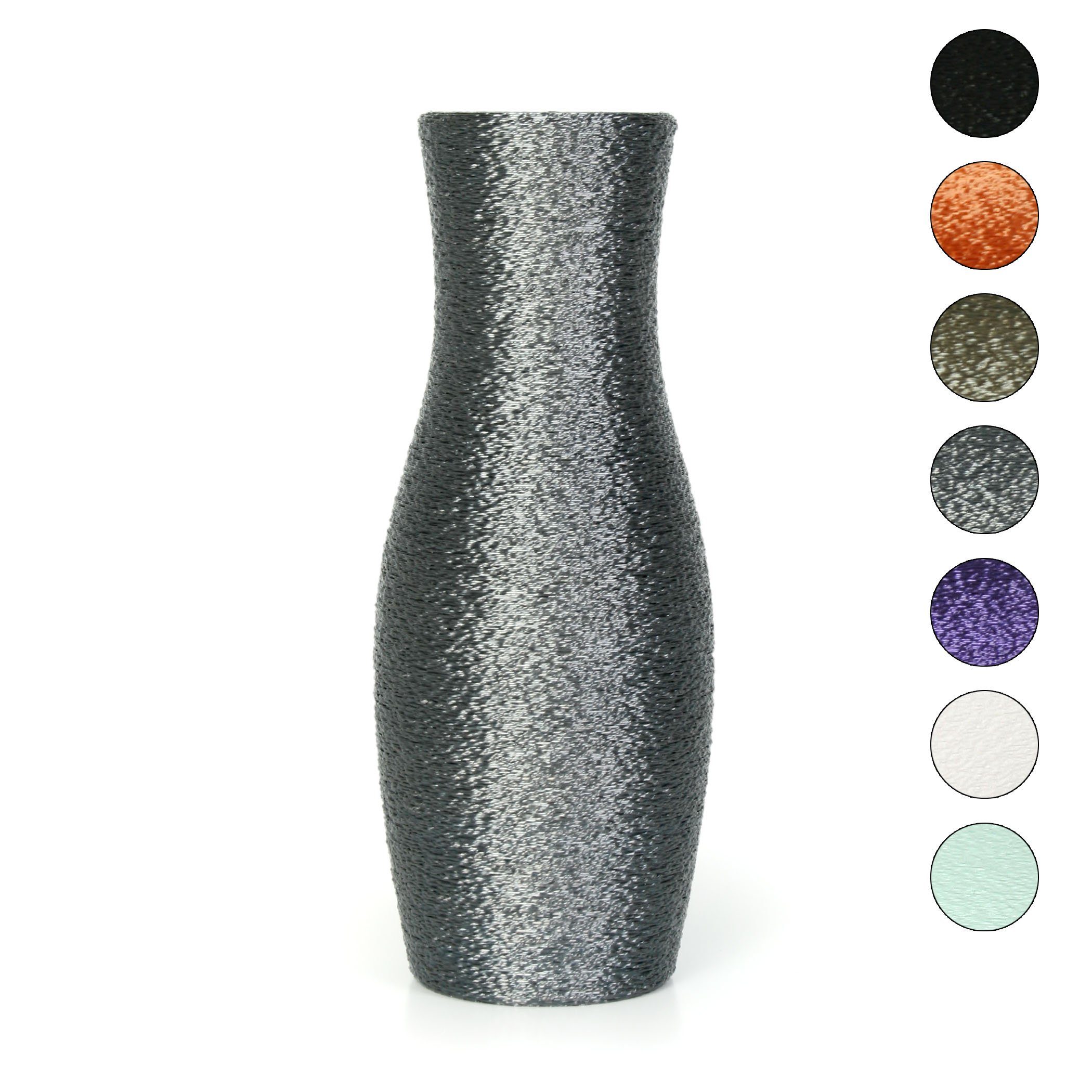 Kreative Feder Dekovase Designer Vase – Dekorative Blumenvase aus Bio-Kunststoff, aus nachwachsenden Rohstoffen; wasserdicht & bruchsicher Old Silver | Dekovasen