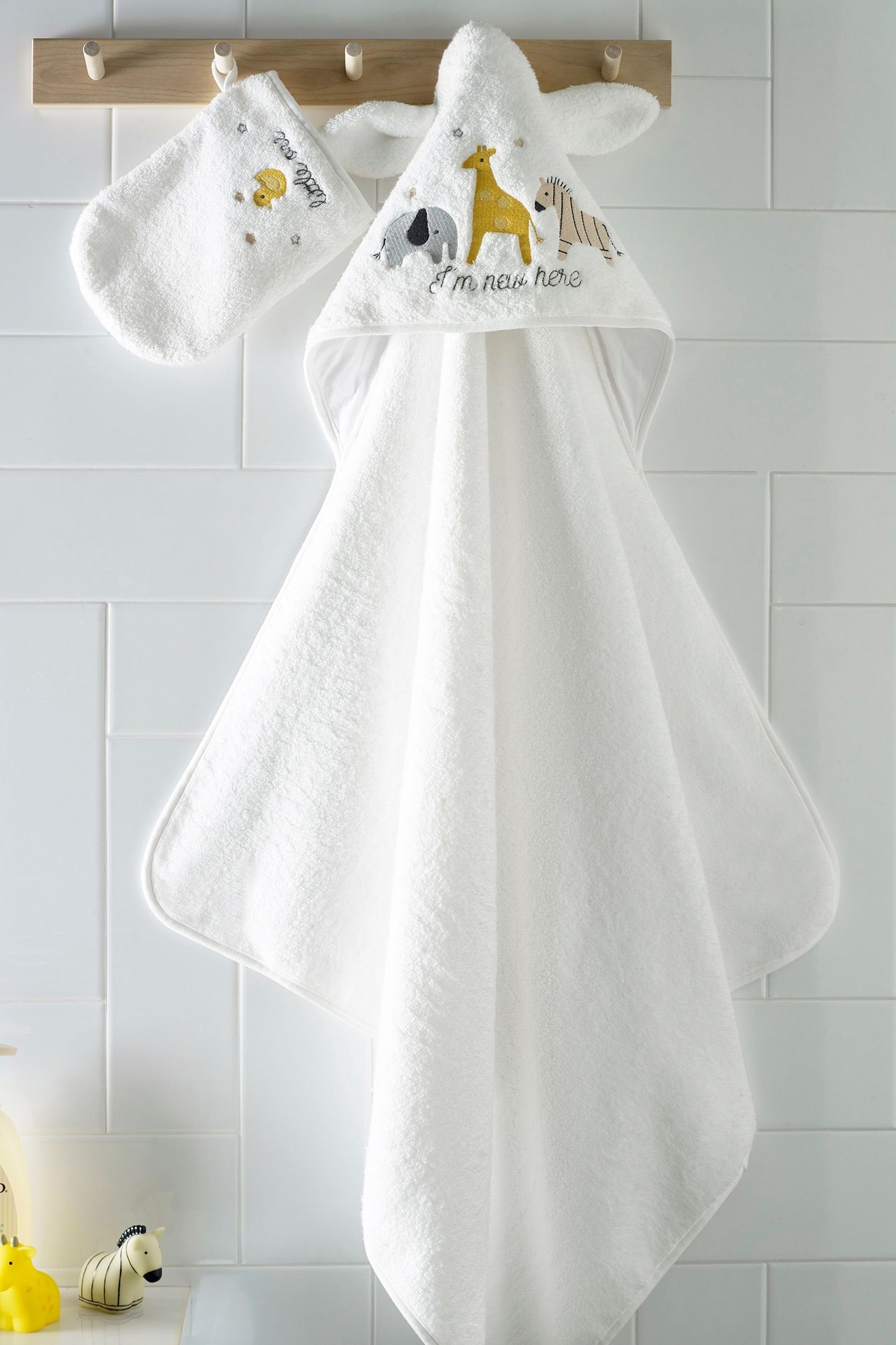 Next Handtücher Handtuch mit aus für White (2-St) Safari Neugeborene, Kapuze Baumwolle