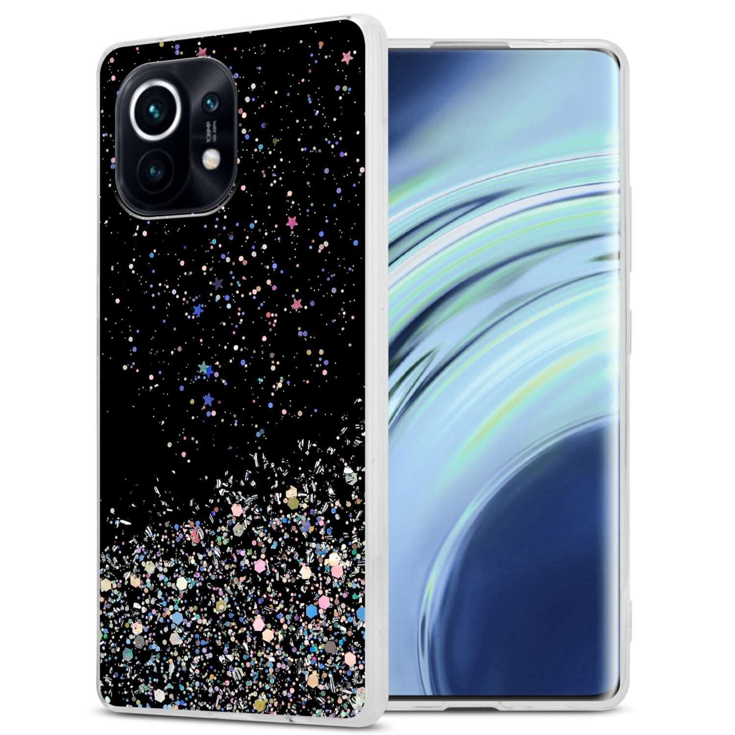 Cadorabo Handyhülle für Xiaomi Mi 11 5G Hülle Xiaomi Mi 11 5G, Flexible TPU Silikon Handy Schutzhülle - Hülle - mit Glitzer