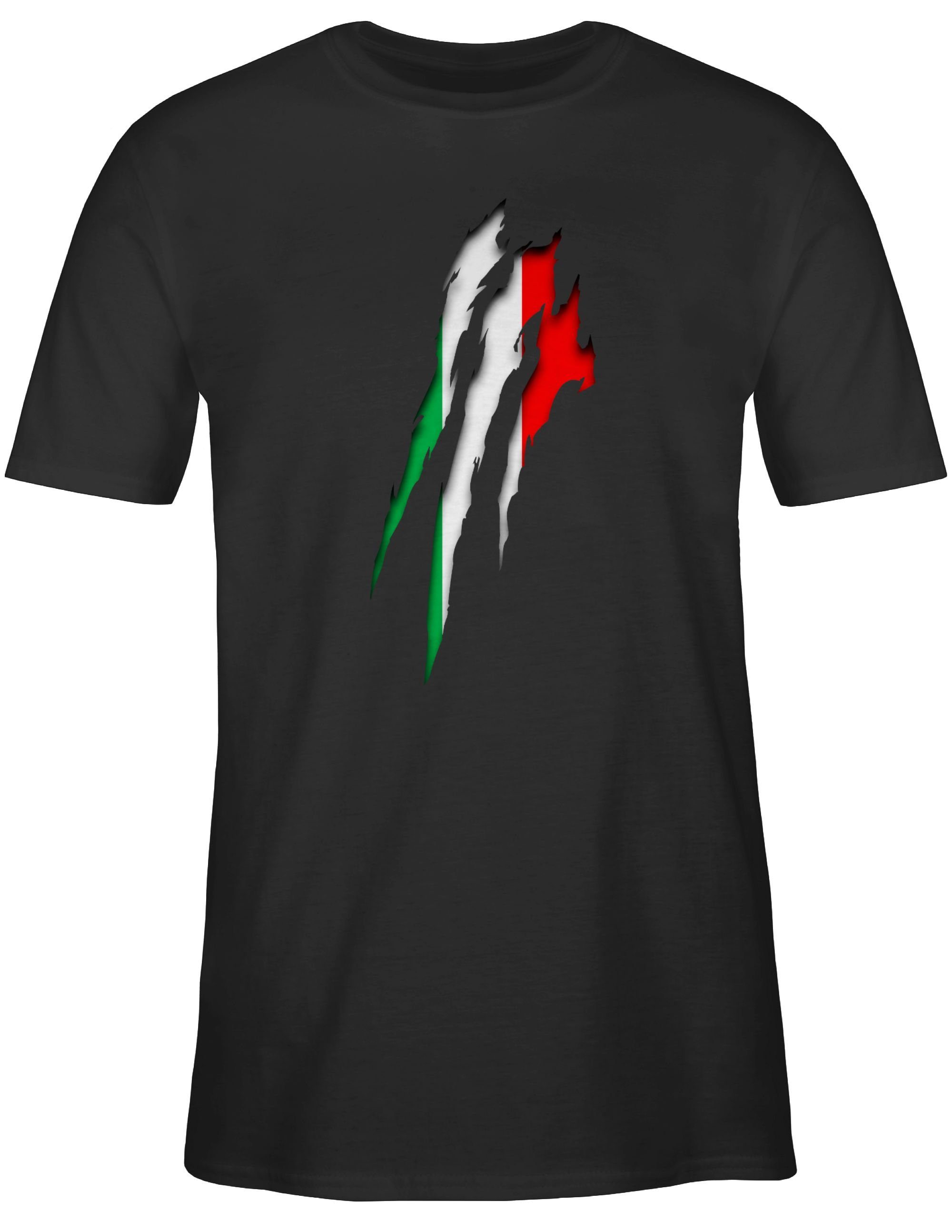 Shirtracer T-Shirt 2 Italien Schwarz Krallenspuren Wappen Länder
