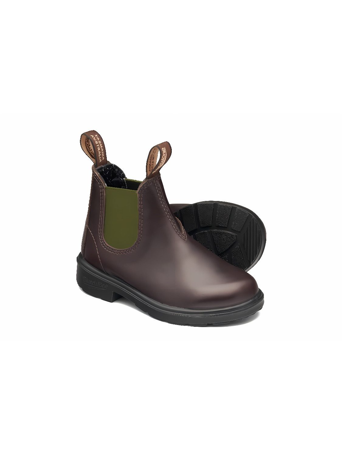 Blundstone #2394 Stiefel Brown Leather with Olive Elastic (Kids)
