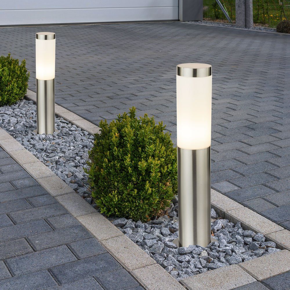 etc-shop LED Außen-Stehlampe, inklusive, LED Warmweiß, Garten Leuchtmittel Steh Lampen Set Sockel Strahler Außen Leuchten 2er