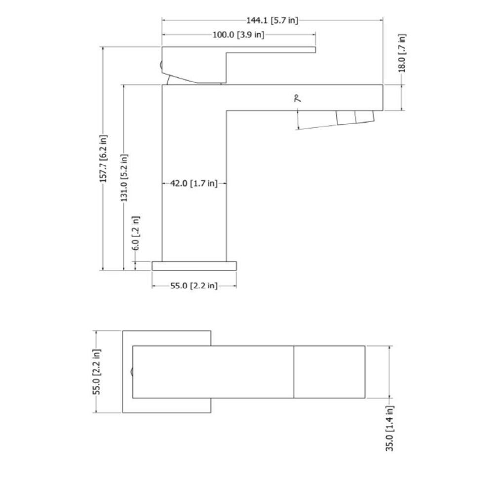 Grau Einzel) CR6028-6GG Aloni Aloni gebürstet Waschtischarmatur viereckig Einhebel Chan Waschbeckenarmatur (einzel, 1-St.,