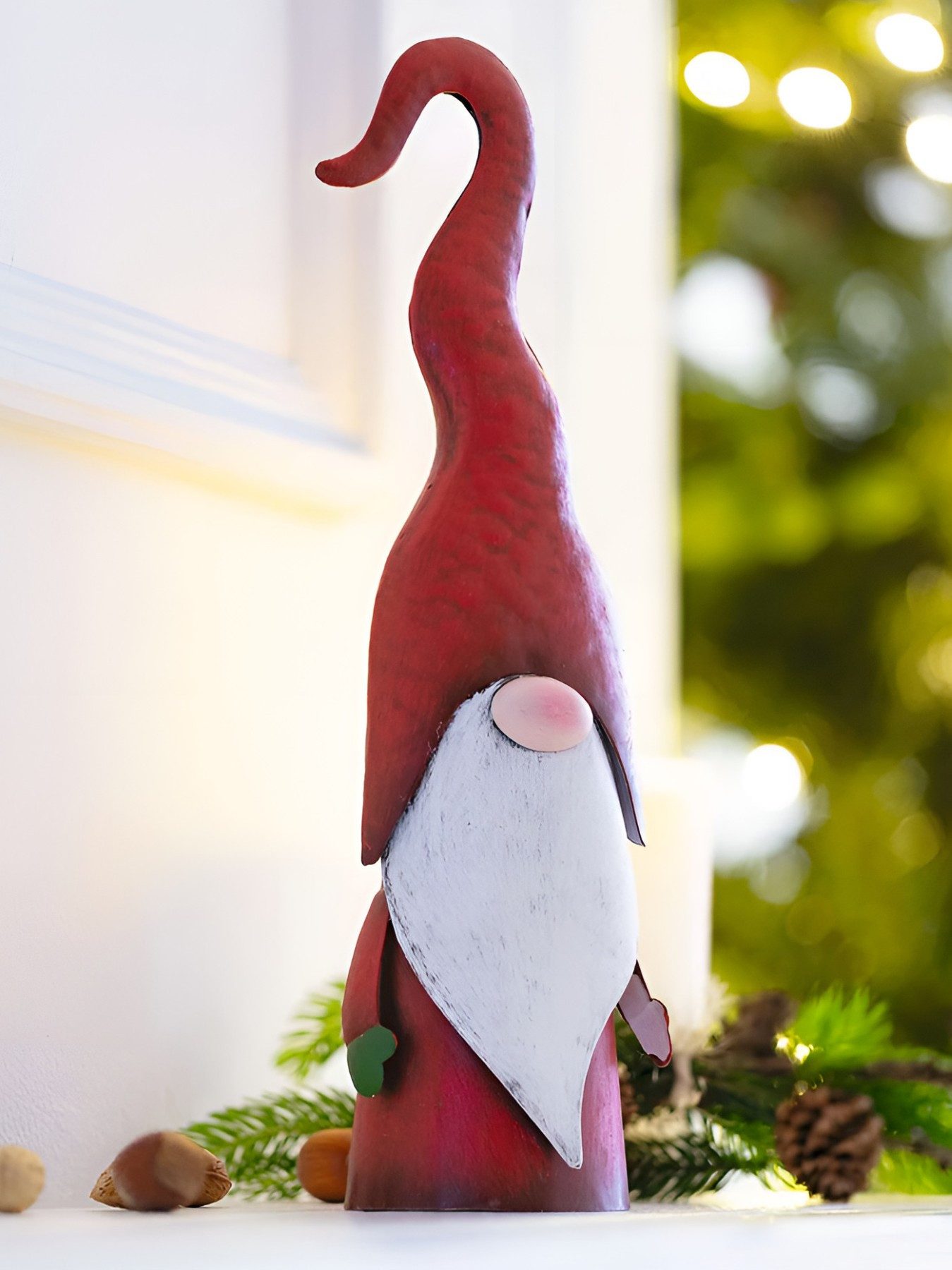 Dekoleidenschaft Dekofigur "Wichtel" aus Metall, rot, 31 cm, Weihnachtswichtel, Weihnachtsmann, Weihnachtsdeko, Nikolaus Figur, Dekowichtel