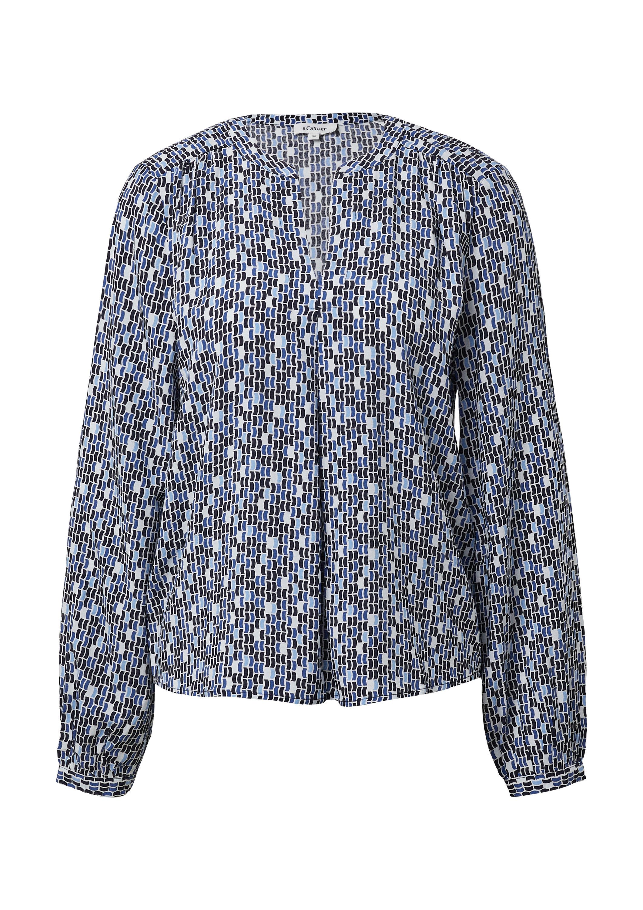 s.Oliver Langarmbluse Bluse Bluse aus Viskose mit All-over-Print günstig online kaufen