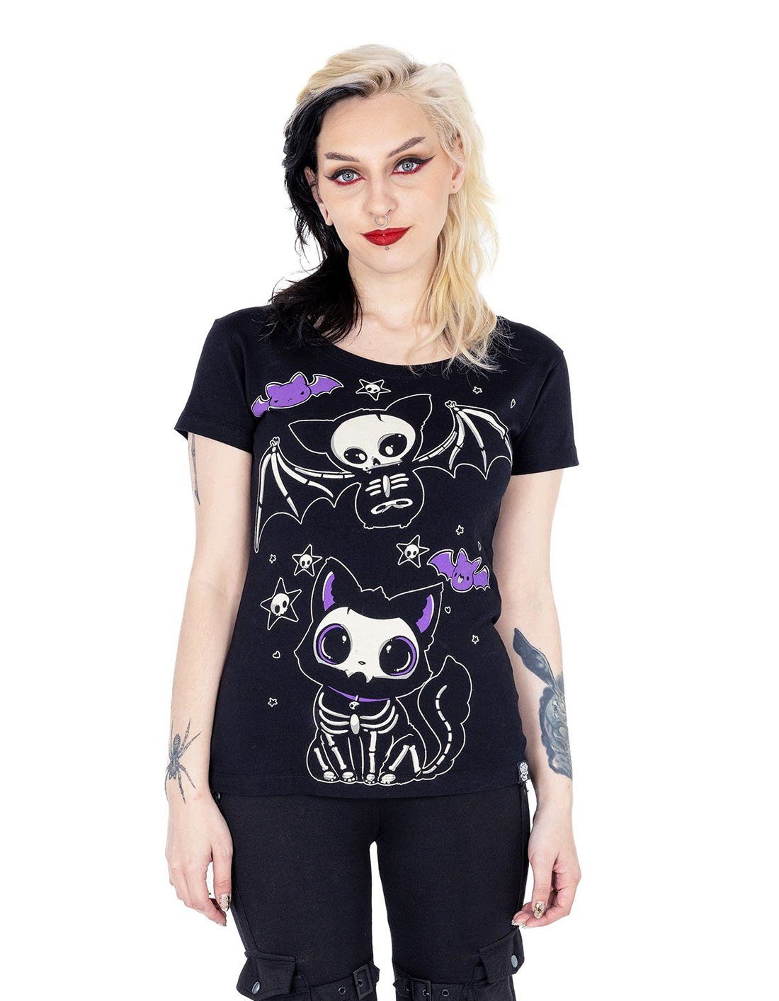 Cupcake Cult T-Shirt Skelly Cat Kawaii Katze